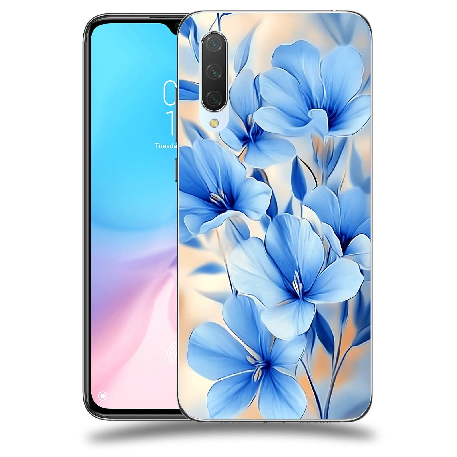 ACOVER Kryt na mobil Xiaomi Mi 9 Lite - Modré květiny.