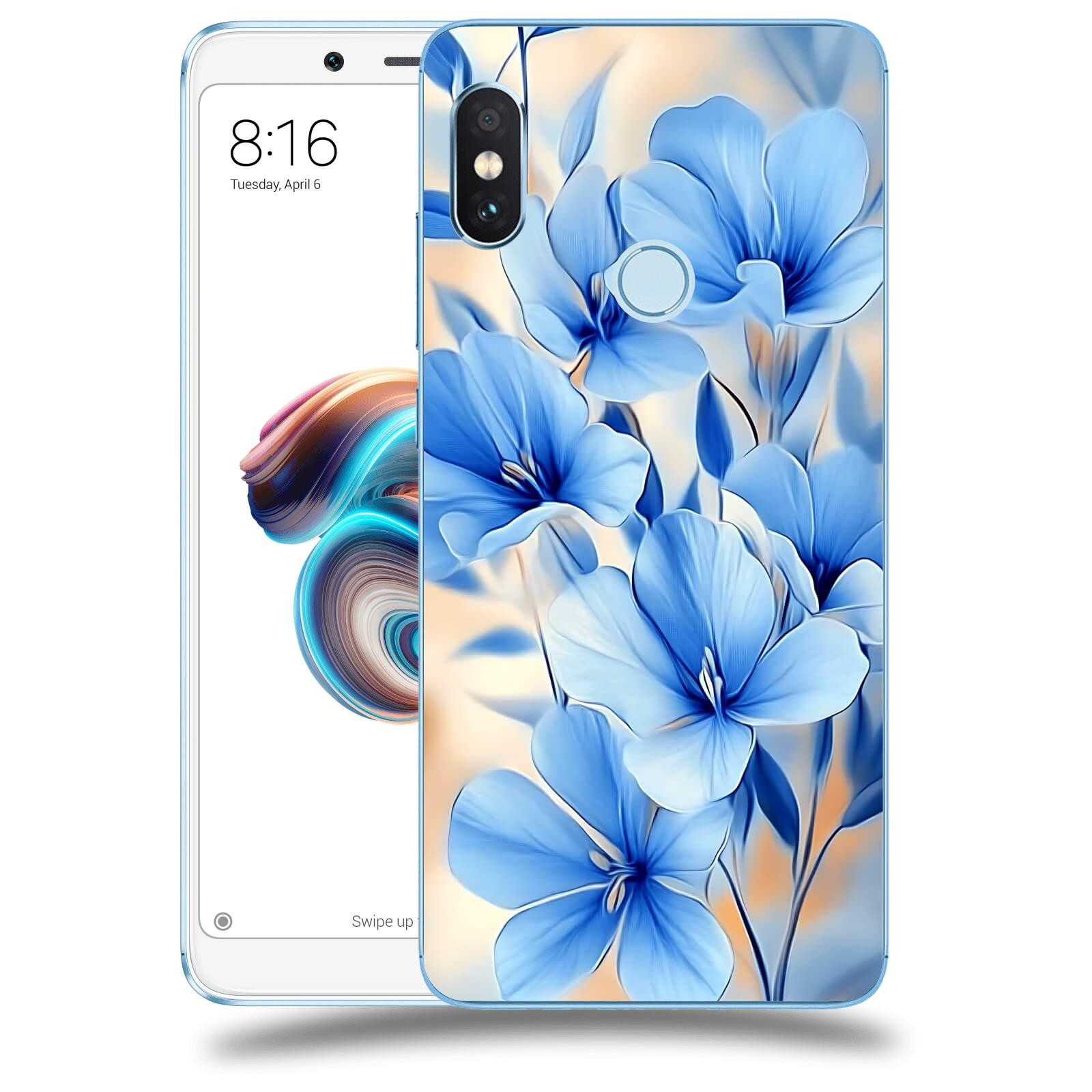 ACOVER Kryt na mobil Xiaomi Redmi Note 5 Global - Modré květiny.