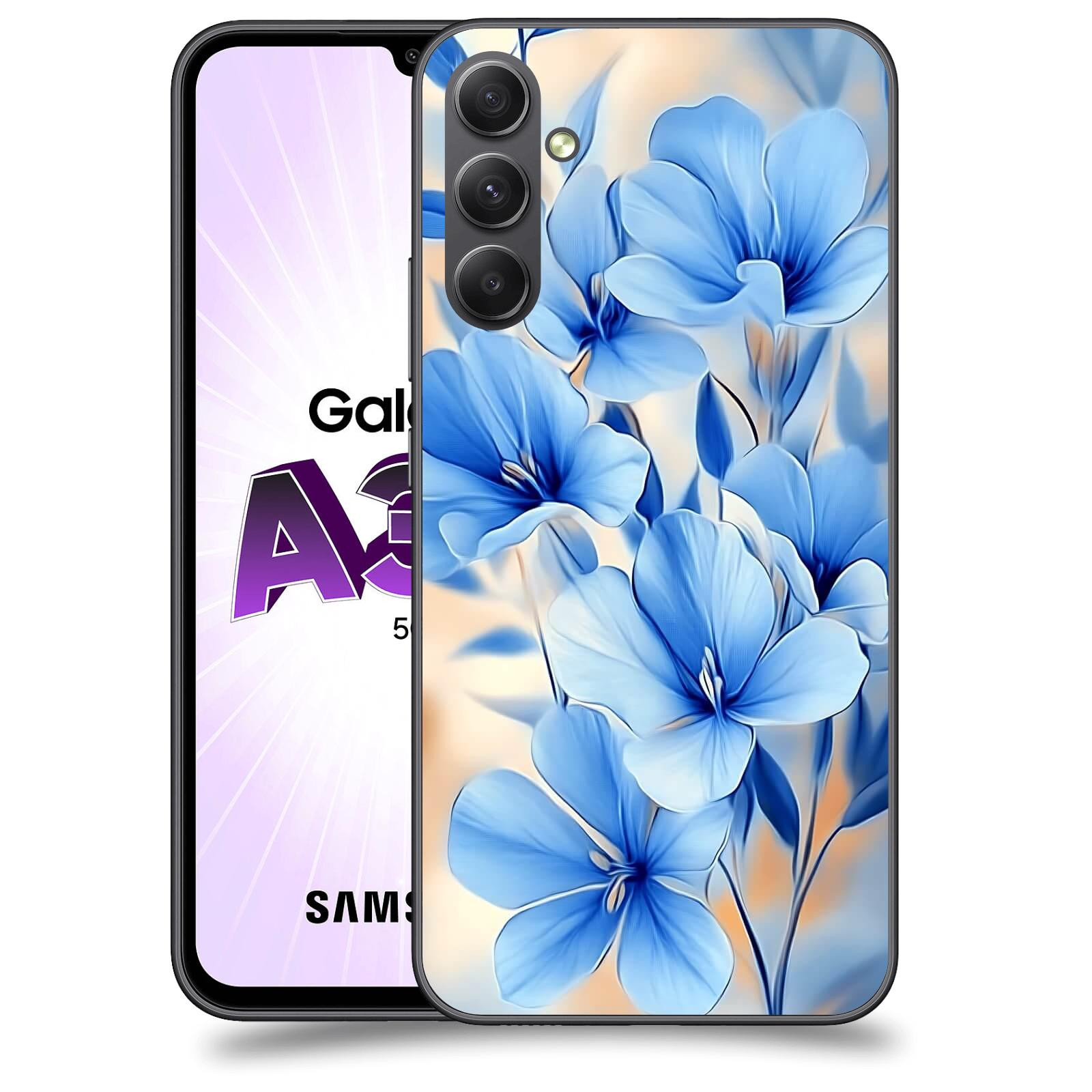 ACOVER Kryt na mobil Samsung Galaxy A34 - Modré květiny.