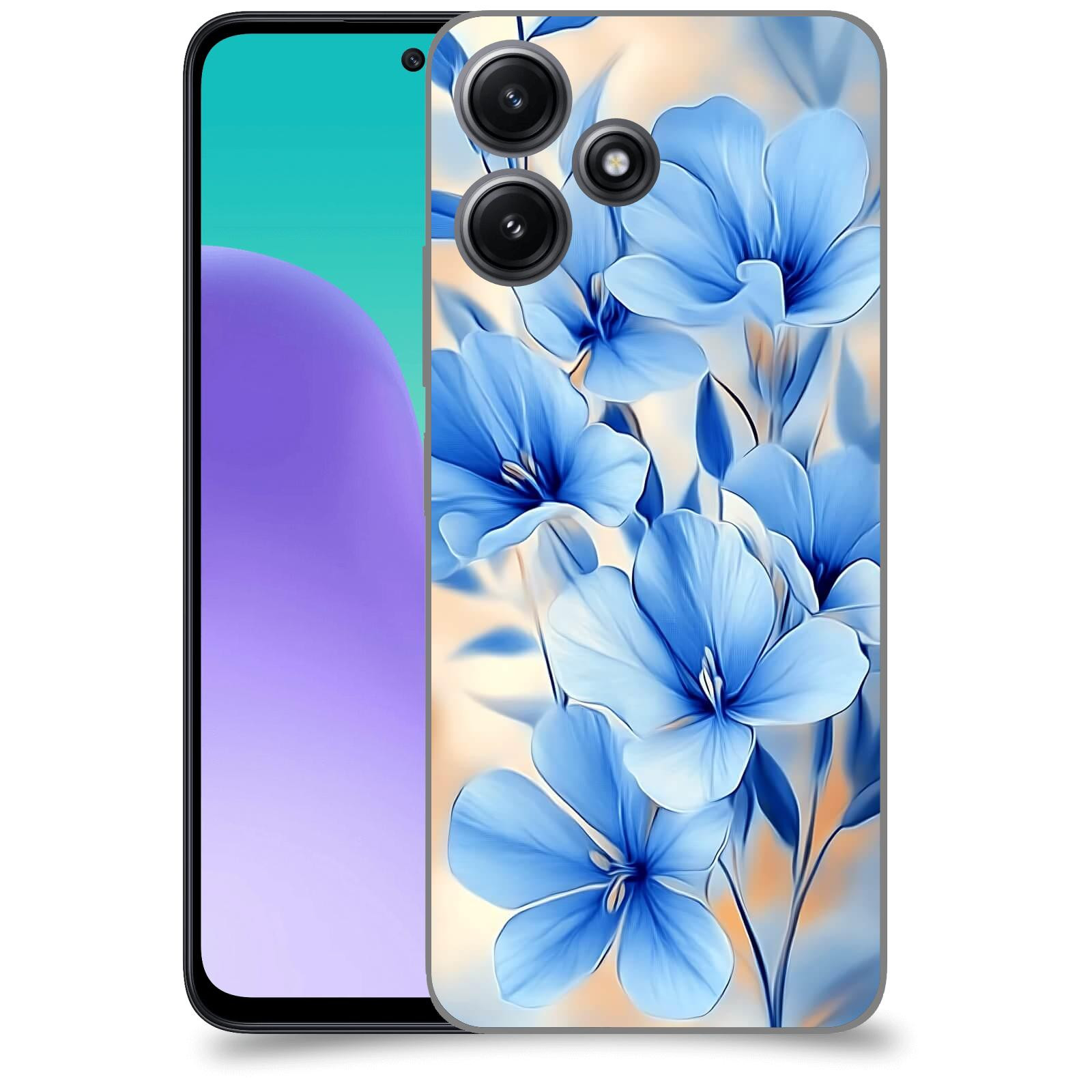 ACOVER Kryt na mobil Xiaomi Redmi 12 5G - Modré květiny.