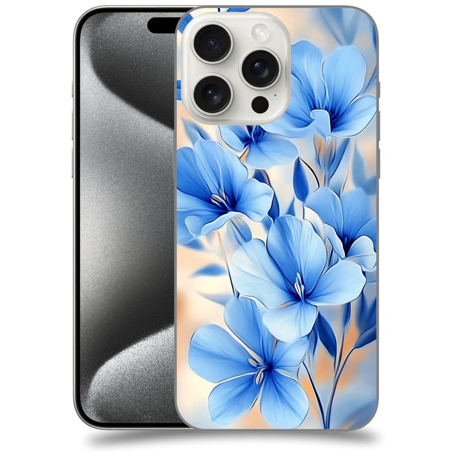 ACOVER Kryt na mobil Apple iPhone 15 pro max - Modré květiny.