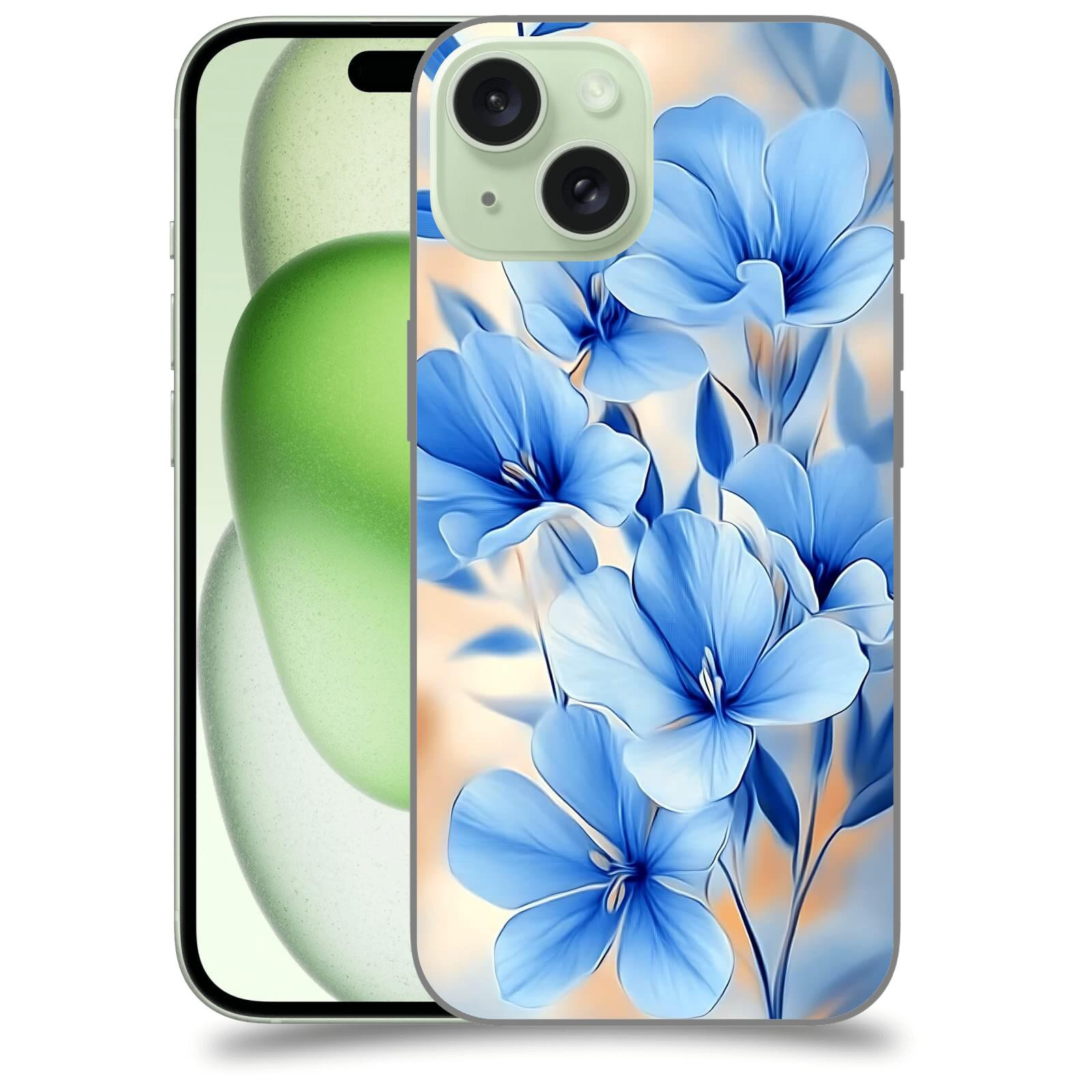 ACOVER Kryt na mobil Apple iPhone 15 - Modré květiny.