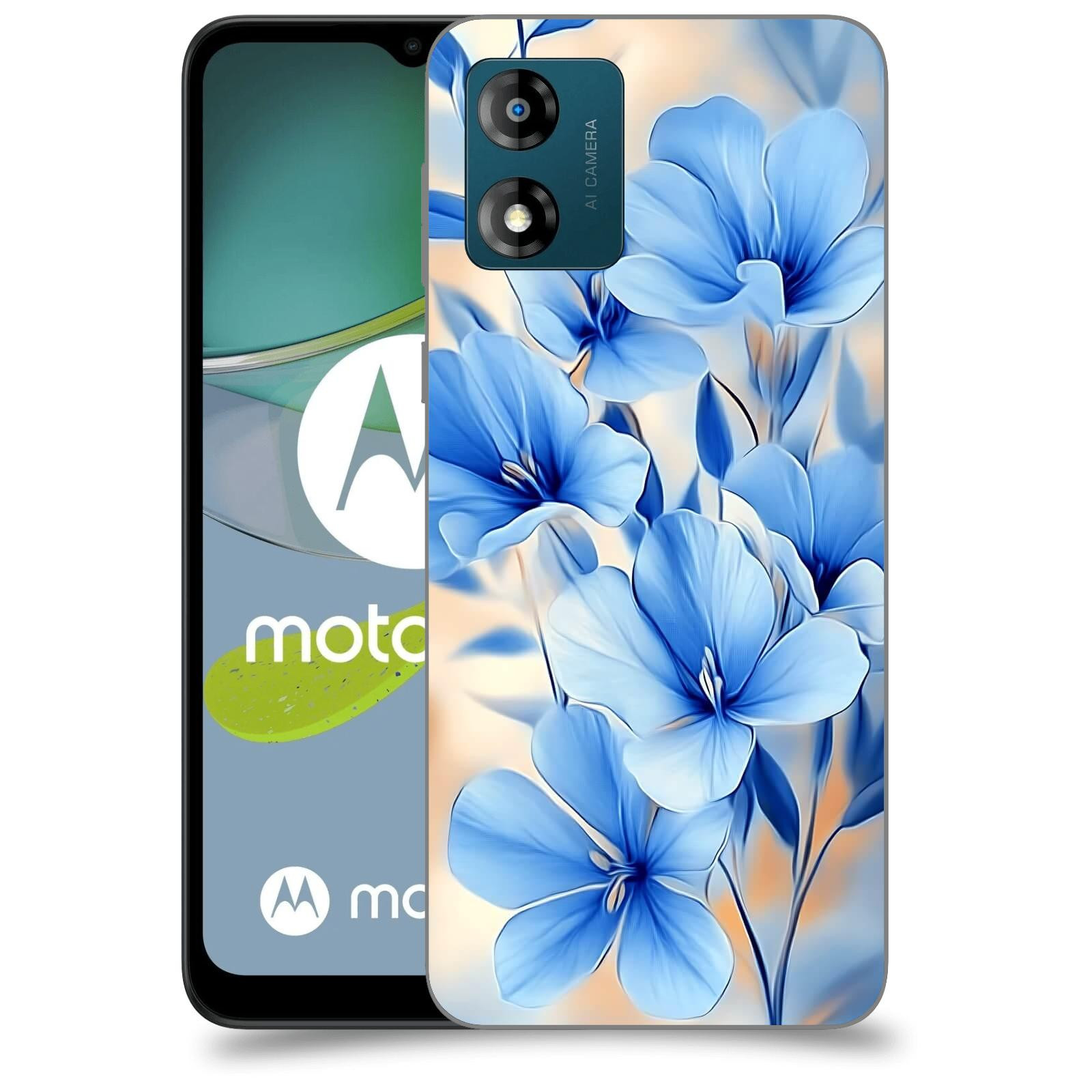 ACOVER Kryt na mobil Motorola Moto E13 - Modré květiny.