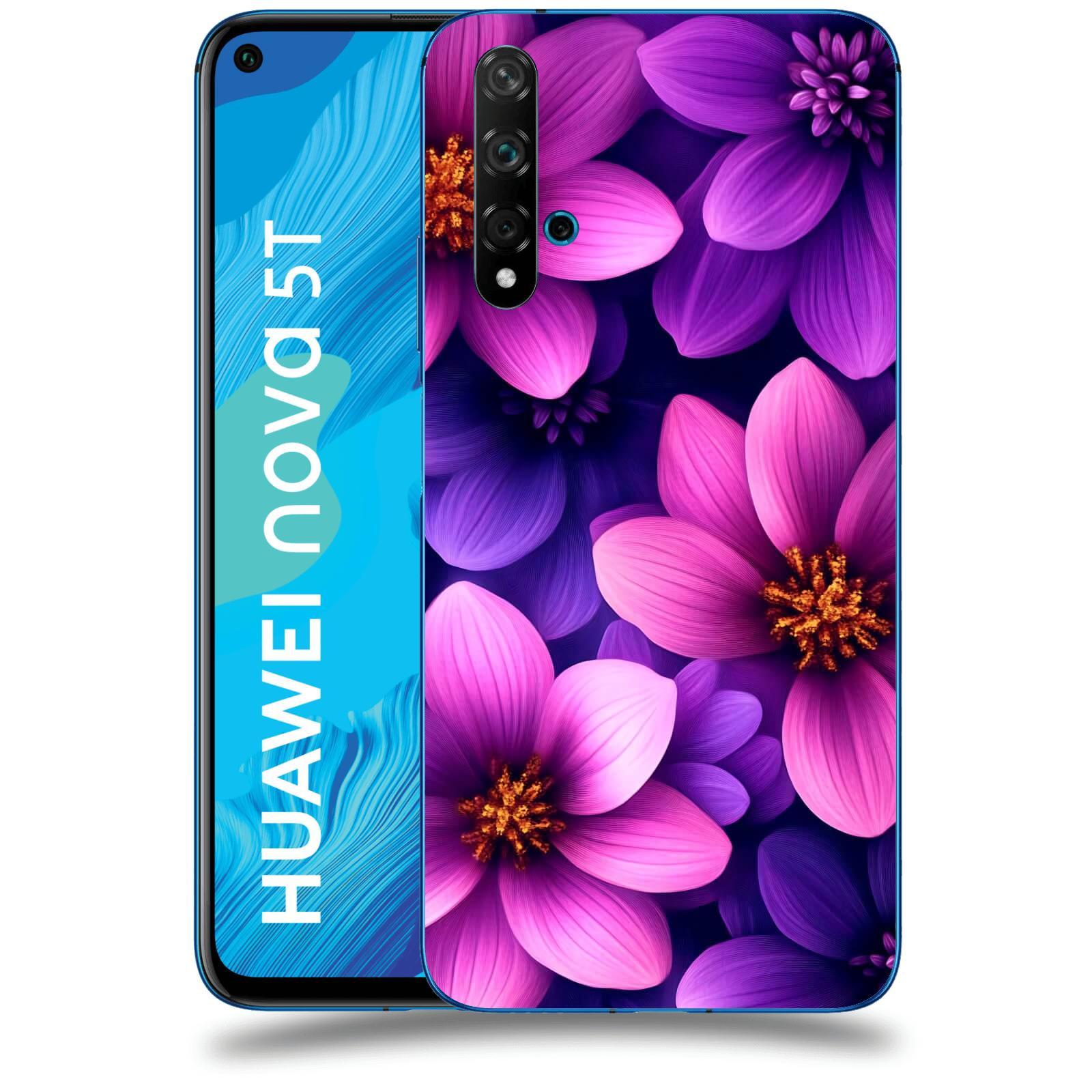 ACOVER Kryt na mobil Huawei Nova 5T - Fialové květiny