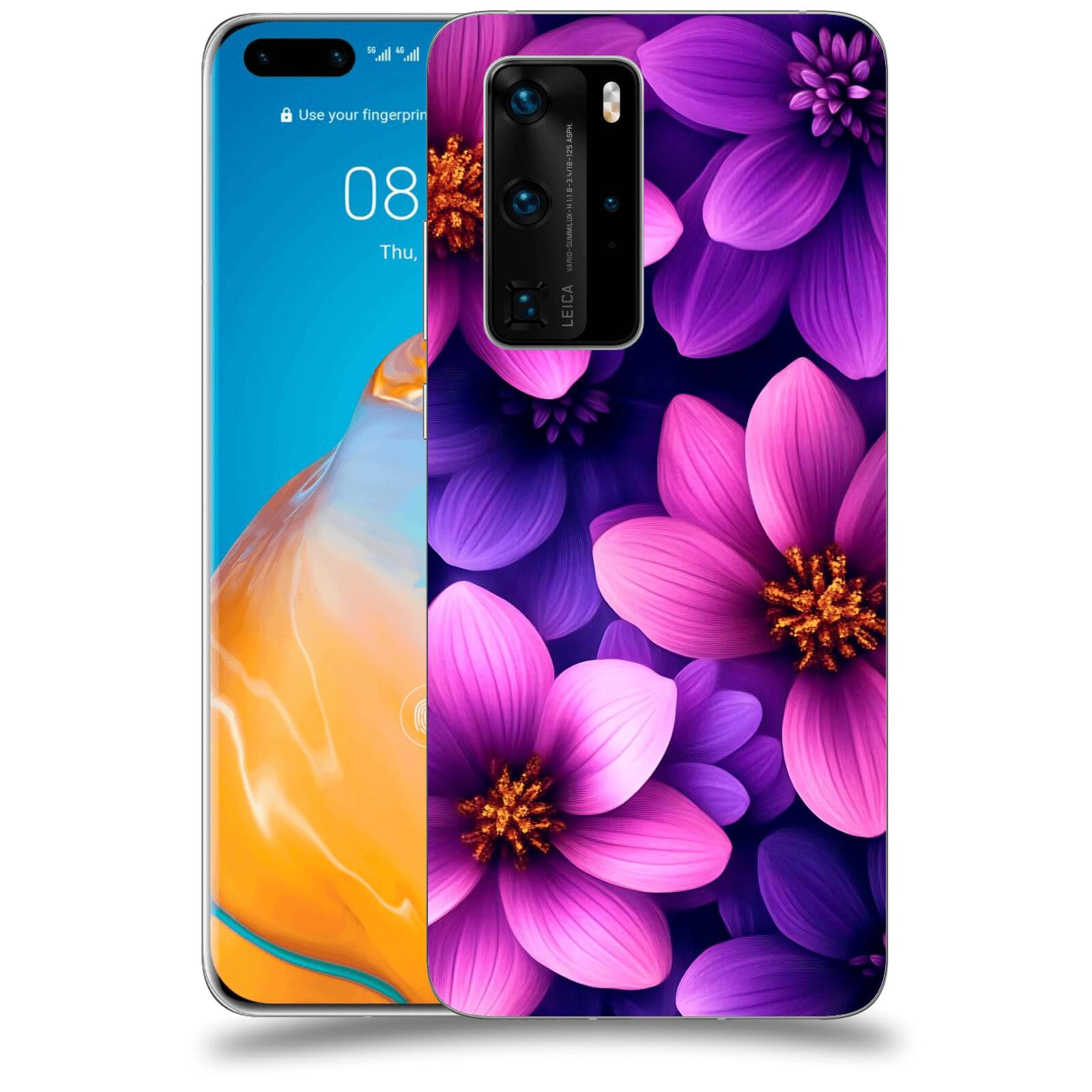 ACOVER Kryt na mobil Huawei P40 - Fialové květiny