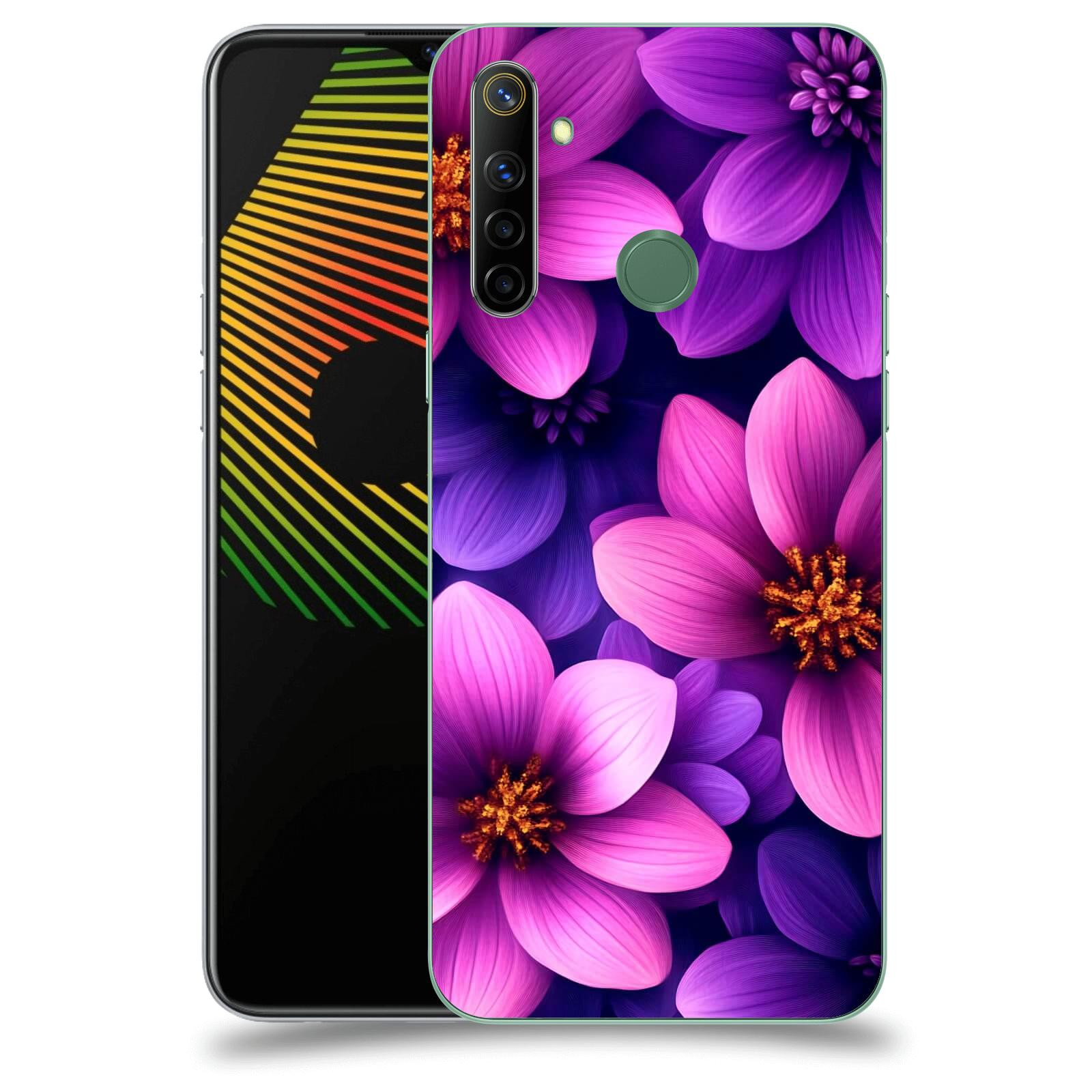 ACOVER Kryt na mobil Realme 6i - Fialové květiny