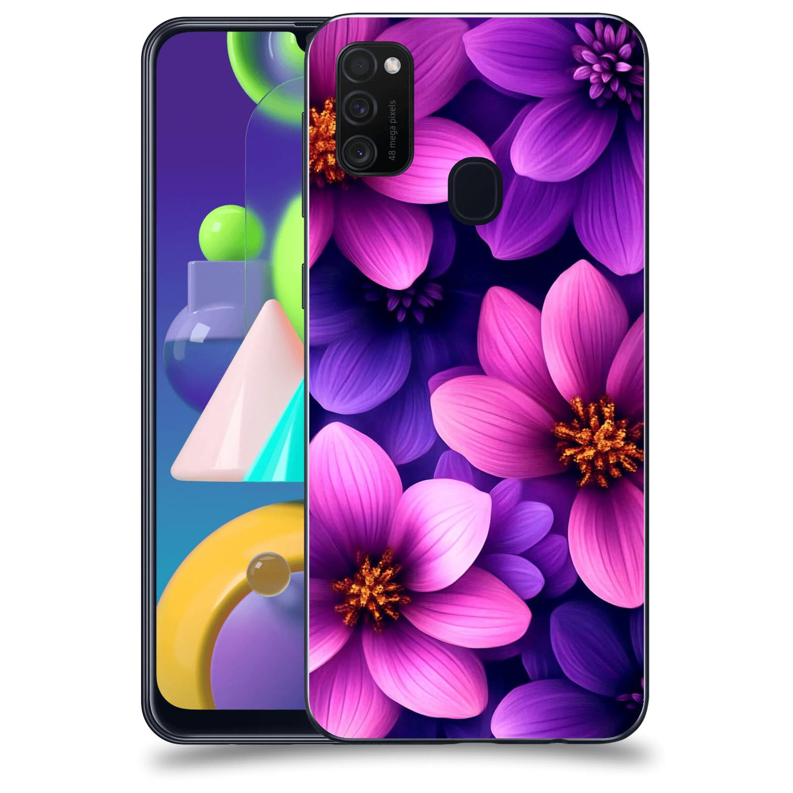 ACOVER Kryt na mobil Samsung Galaxy M21 M215F - Fialové květiny