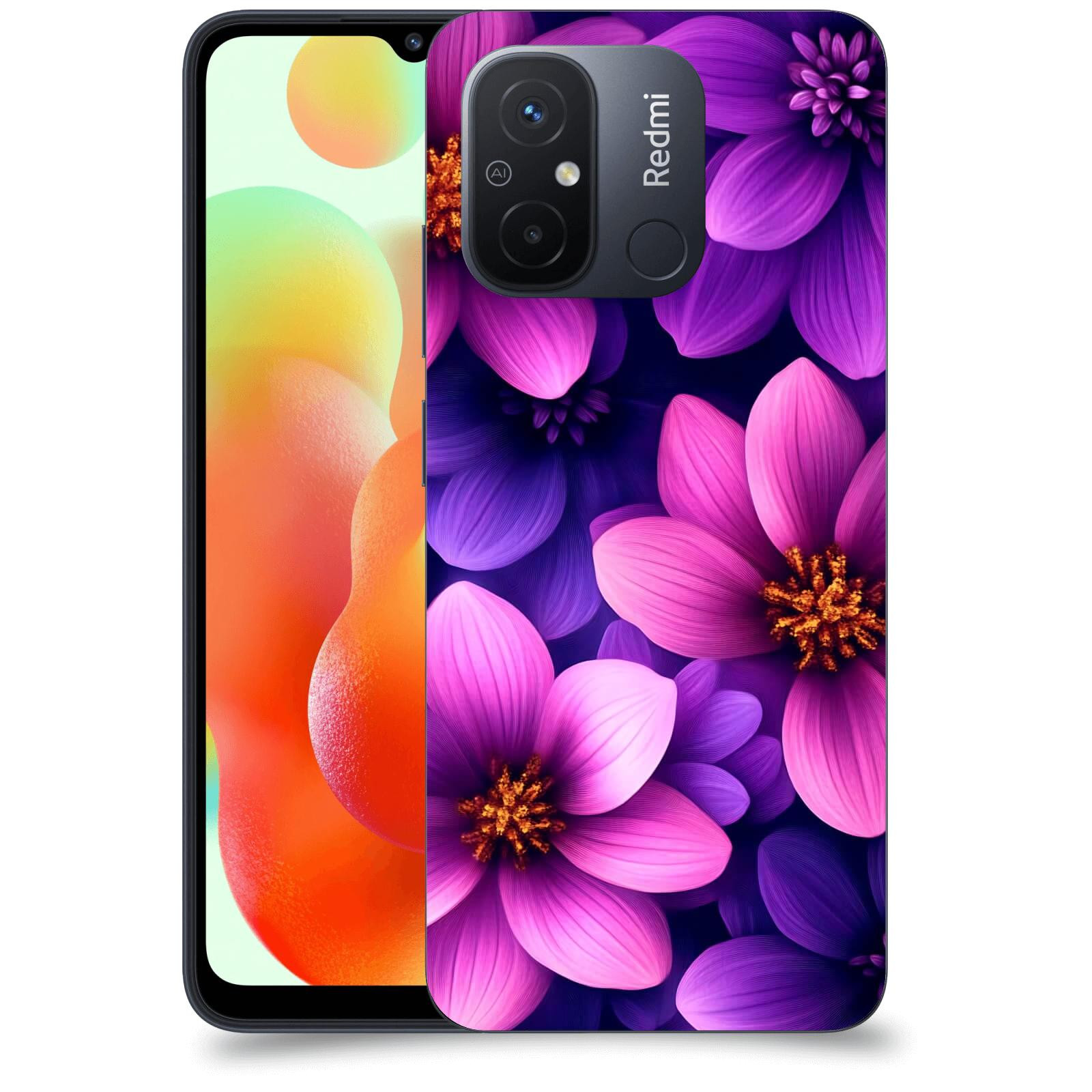 ACOVER Kryt na mobil Xiaomi Redmi 12C - Fialové květiny