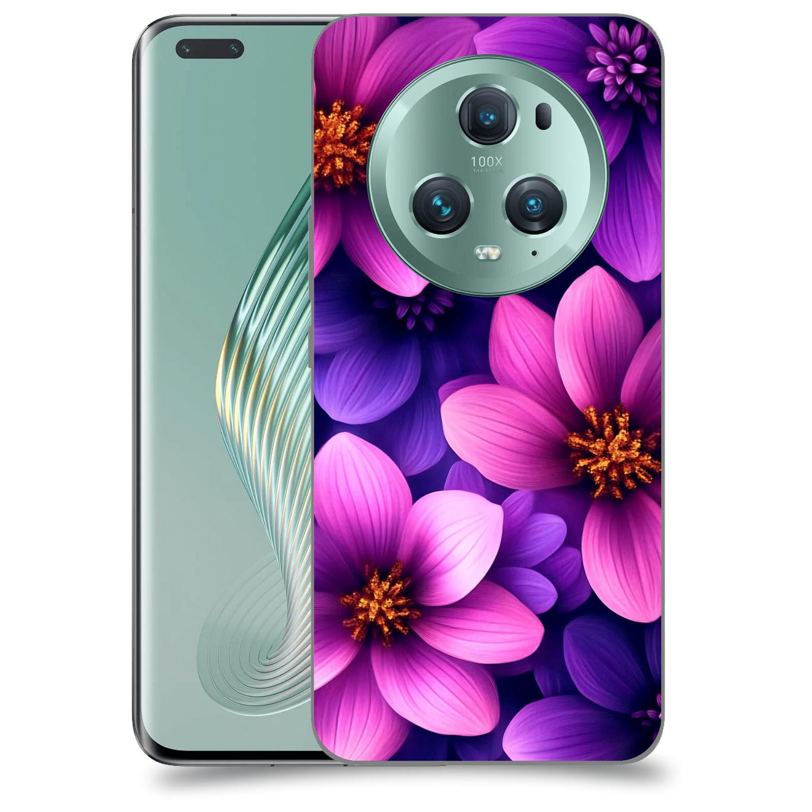 ACOVER Kryt na mobil Honor Magic5 Pro - Fialové květiny