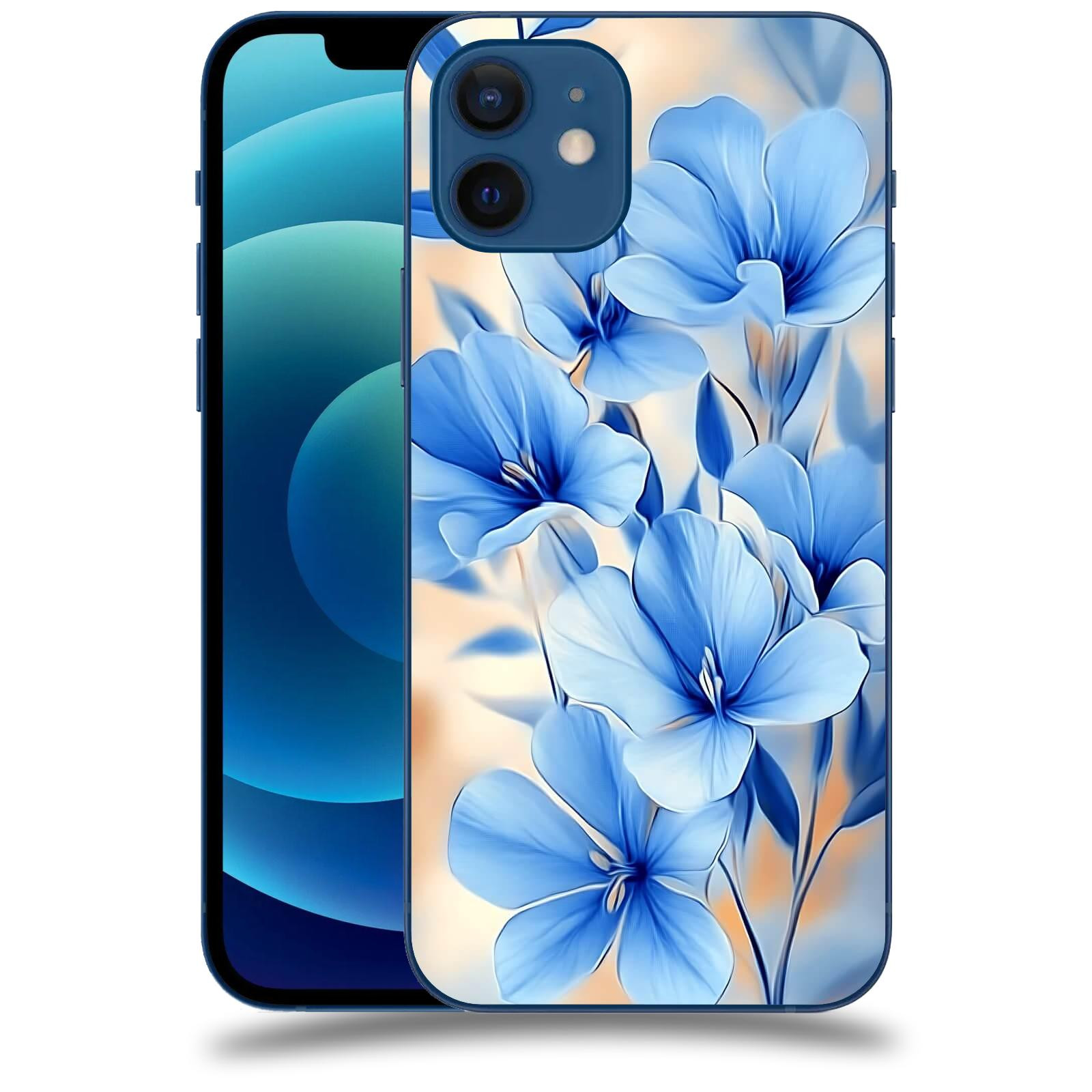 ACOVER Kryt na mobil Apple iPhone 12 - Modré květiny.