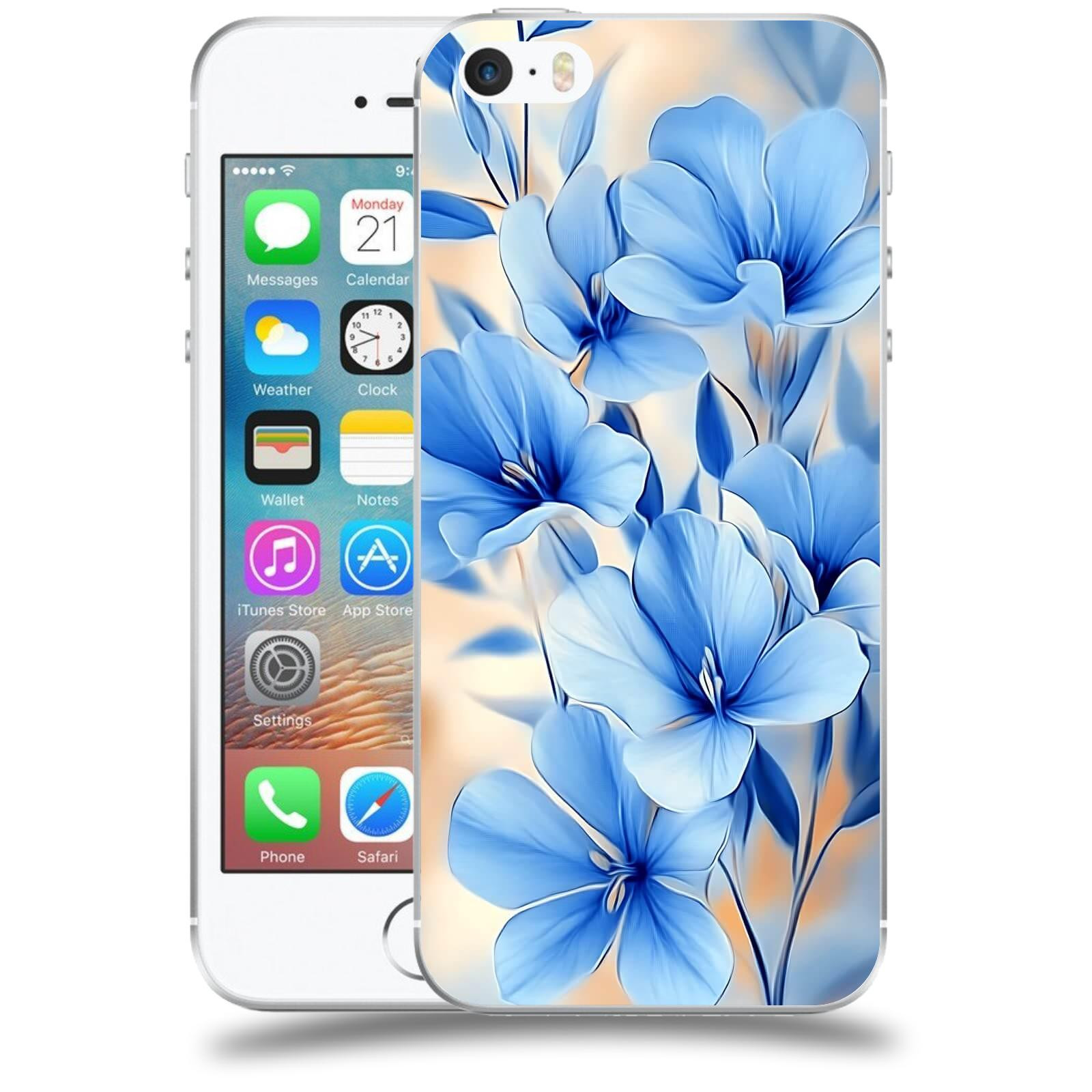 ACOVER Kryt na mobil Apple iPhone 5/5S/SE - Modré květiny.