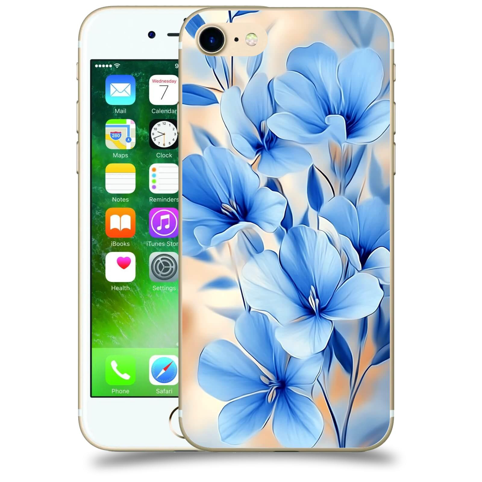 ACOVER Kryt na mobil Apple iPhone 7 - Modré květiny.