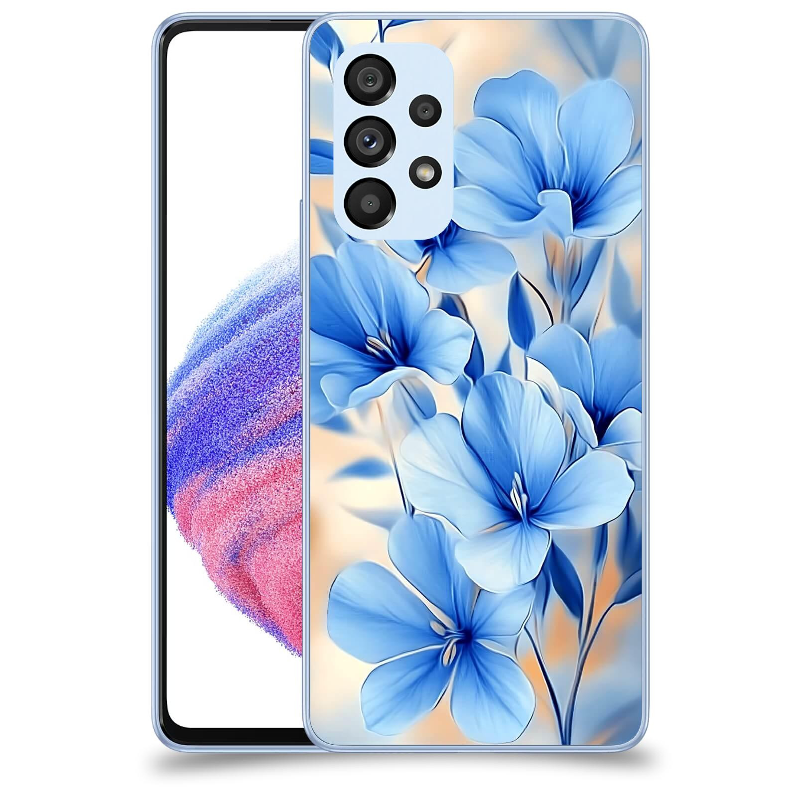 ACOVER Kryt na mobil Samsung Galaxy A32 5G A326B - Modré květiny.