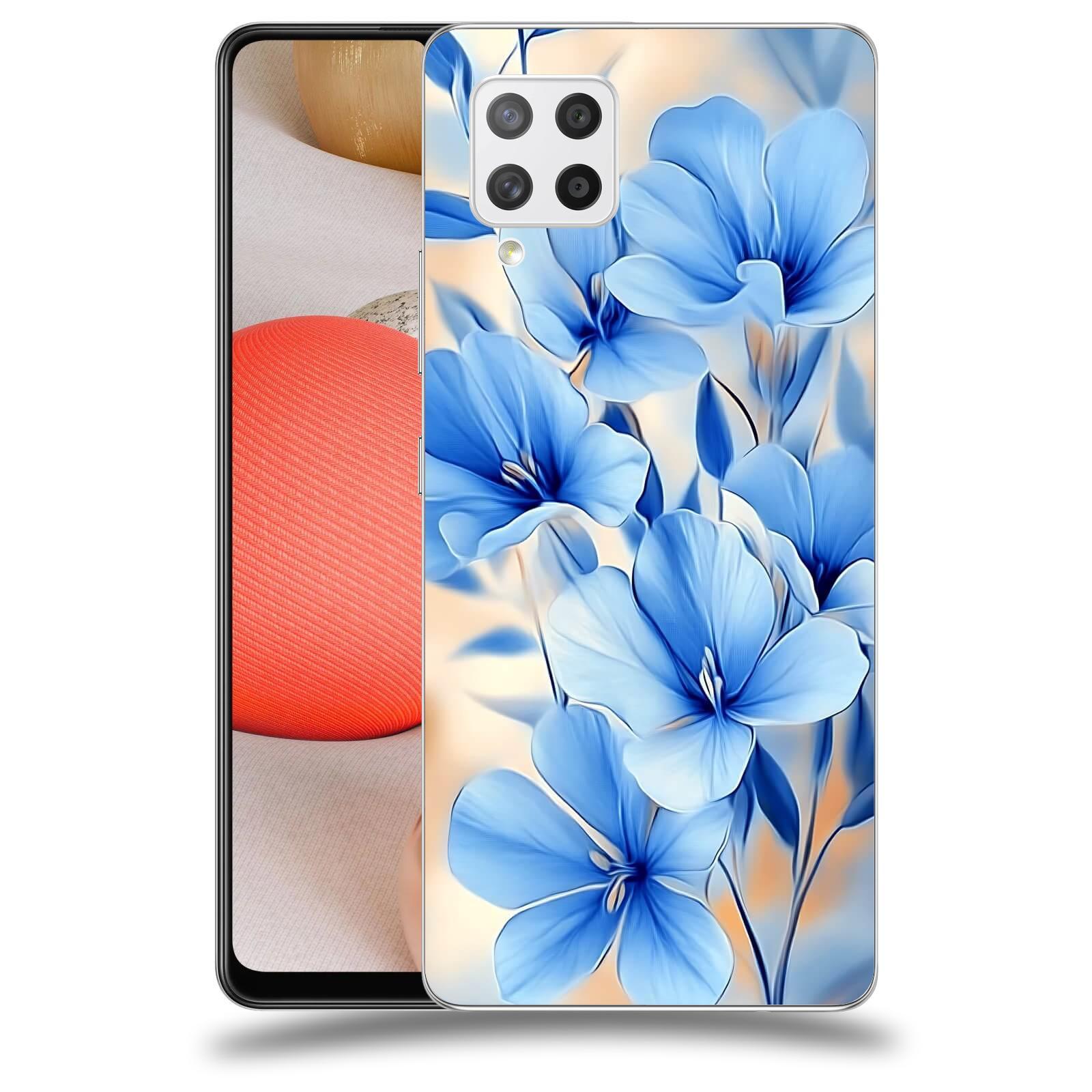 ACOVER Kryt na mobil Samsung Galaxy A42 A426B - Modré květiny.
