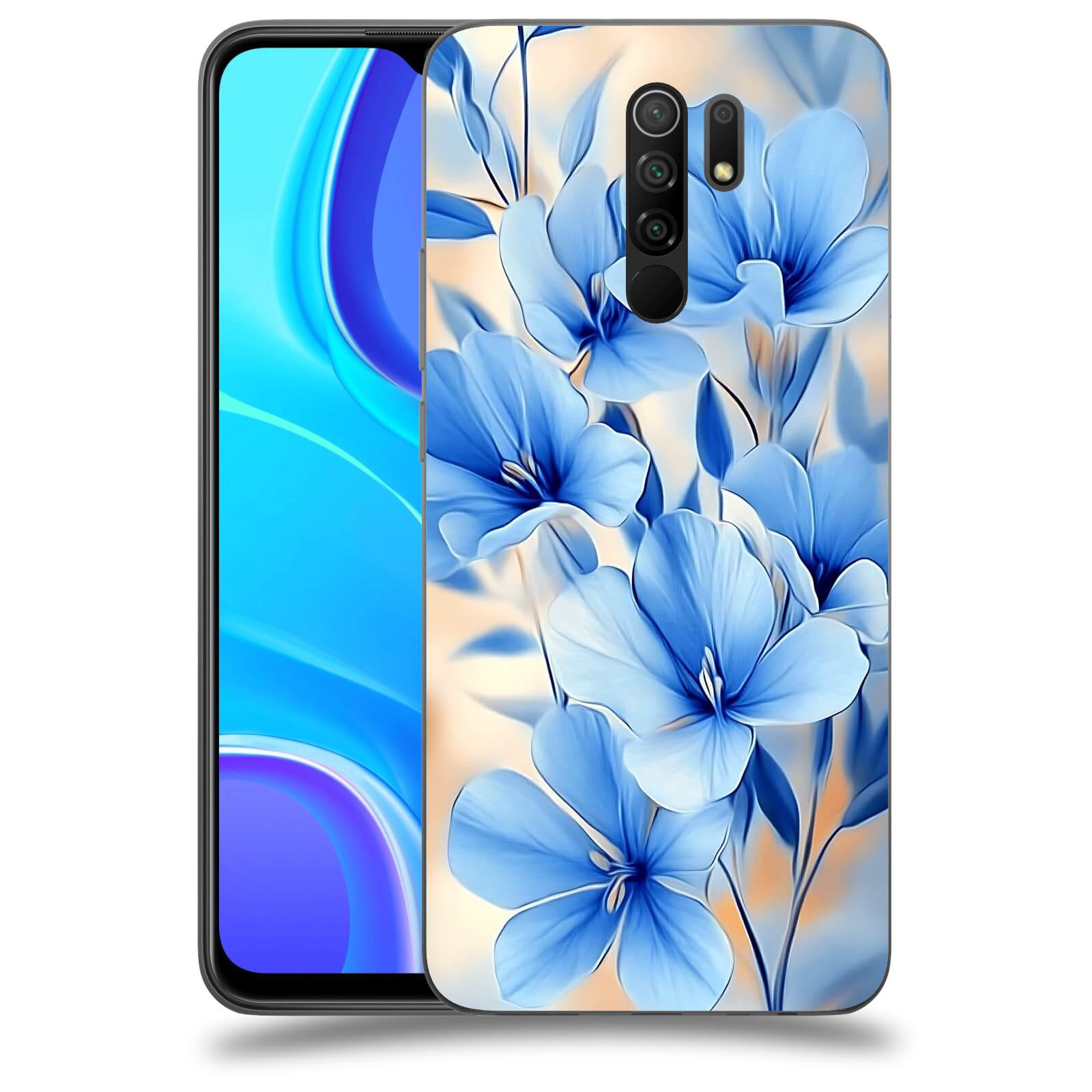 ACOVER Kryt na mobil Xiaomi Redmi 9 - Modré květiny.
