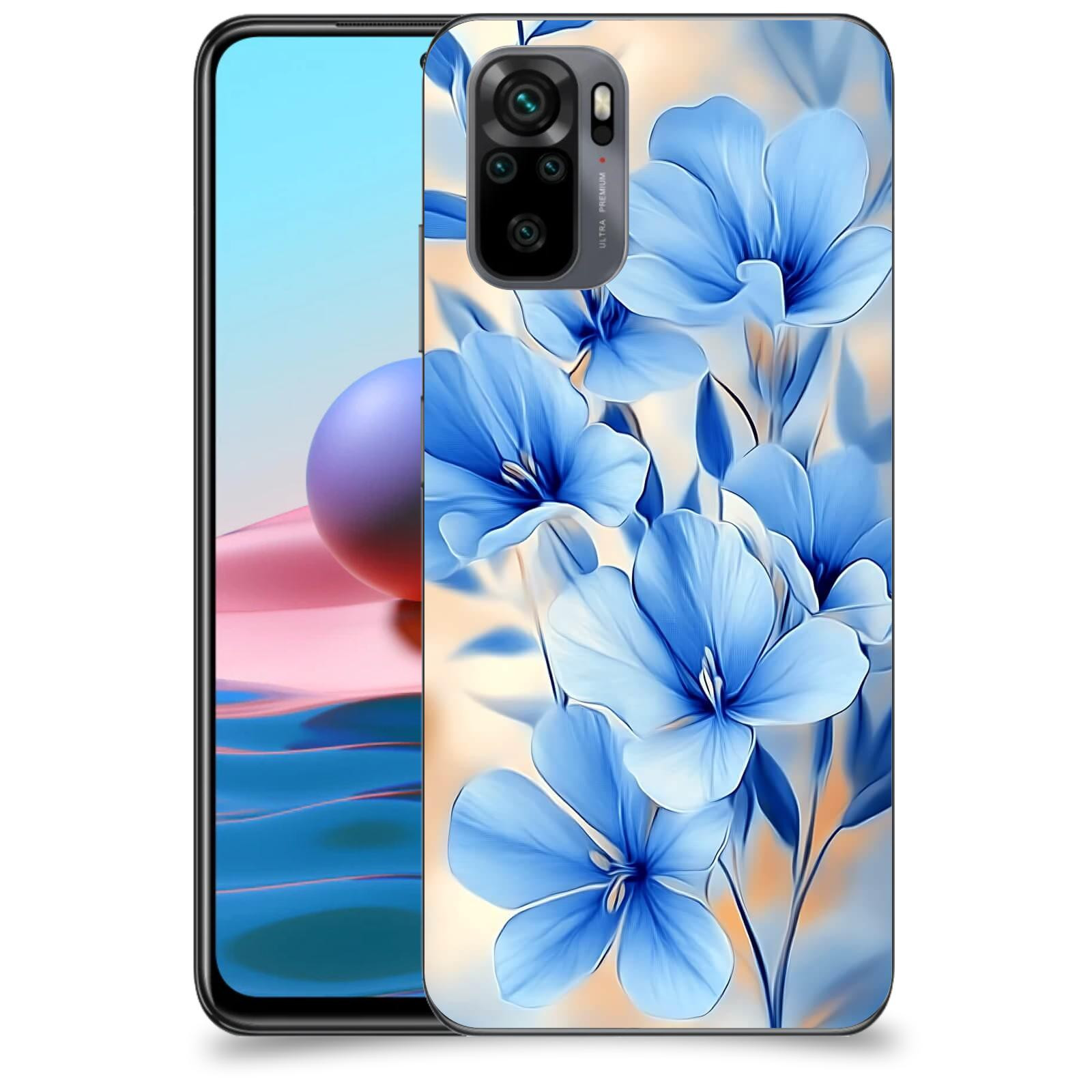 ACOVER Kryt na mobil Xiaomi Redmi Note 10 - Modré květiny.