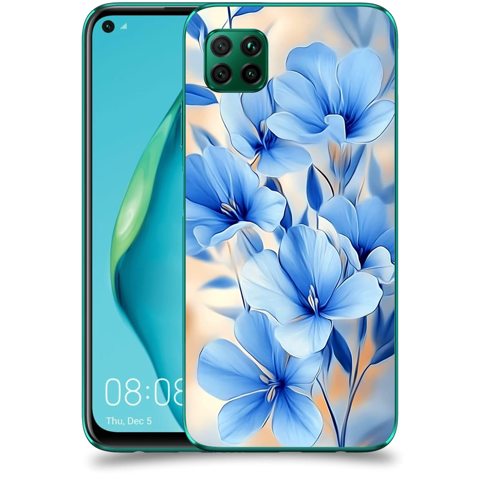 ACOVER Kryt na mobil Huawei P40 Lite - Modré květiny.