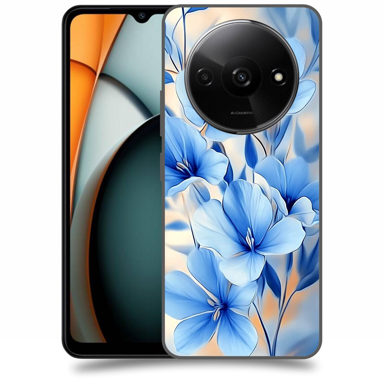 ACOVER Kryt na mobil Xiaomi Redmi A3 - Modré květiny.
