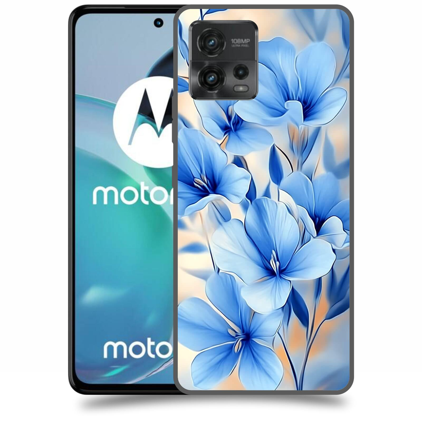 ACOVER Kryt na mobil Motorola Moto G72 - Modré květiny.