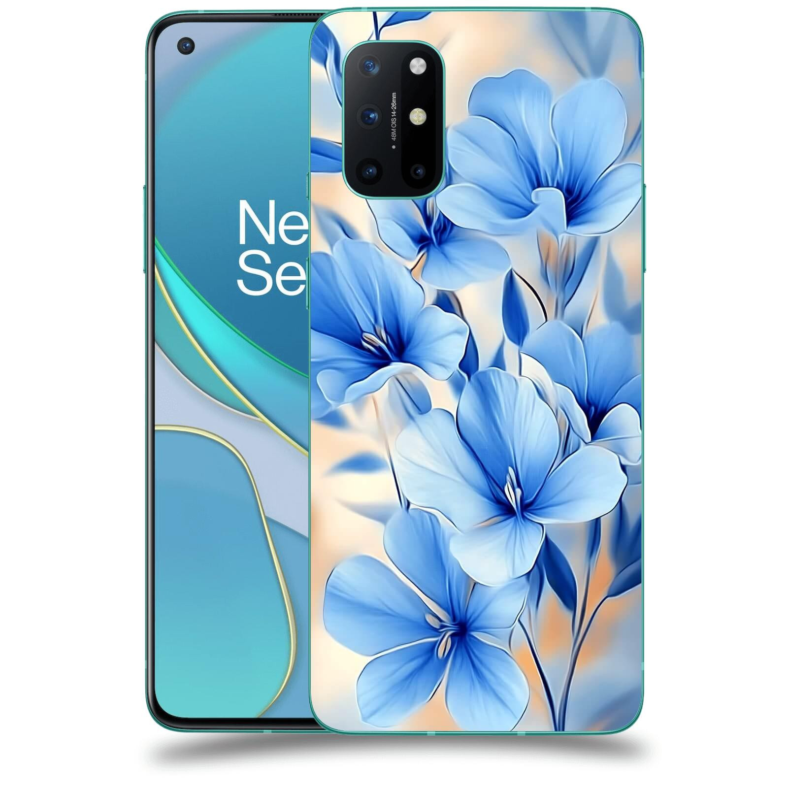 ACOVER Kryt na mobil OnePlus 8T - Modré květiny.