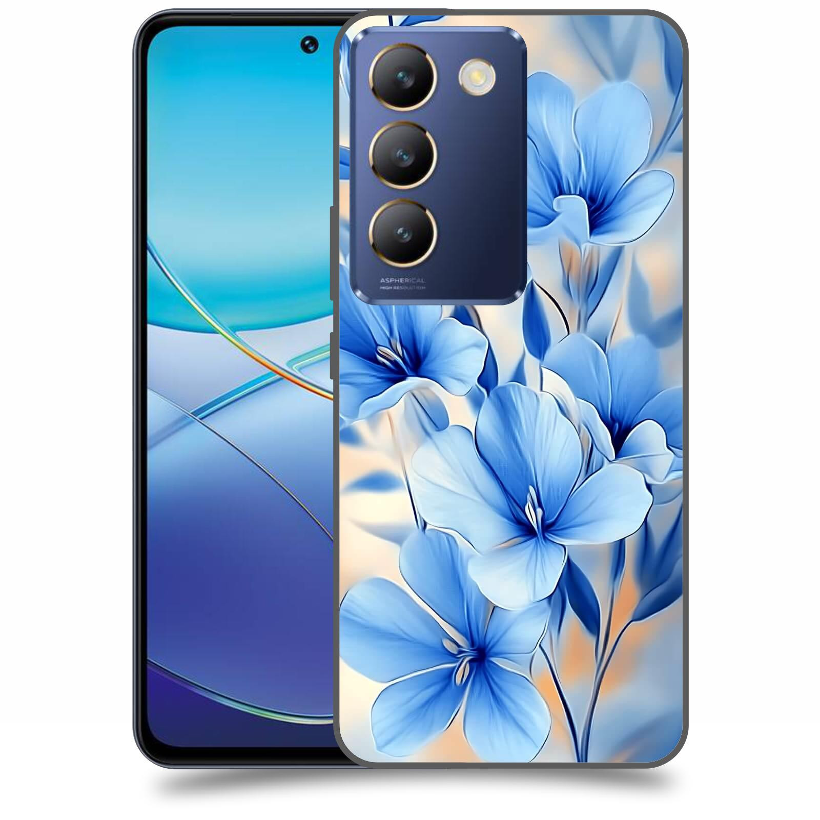 ACOVER Kryt na mobil Vivo V40SE - Modré květiny.