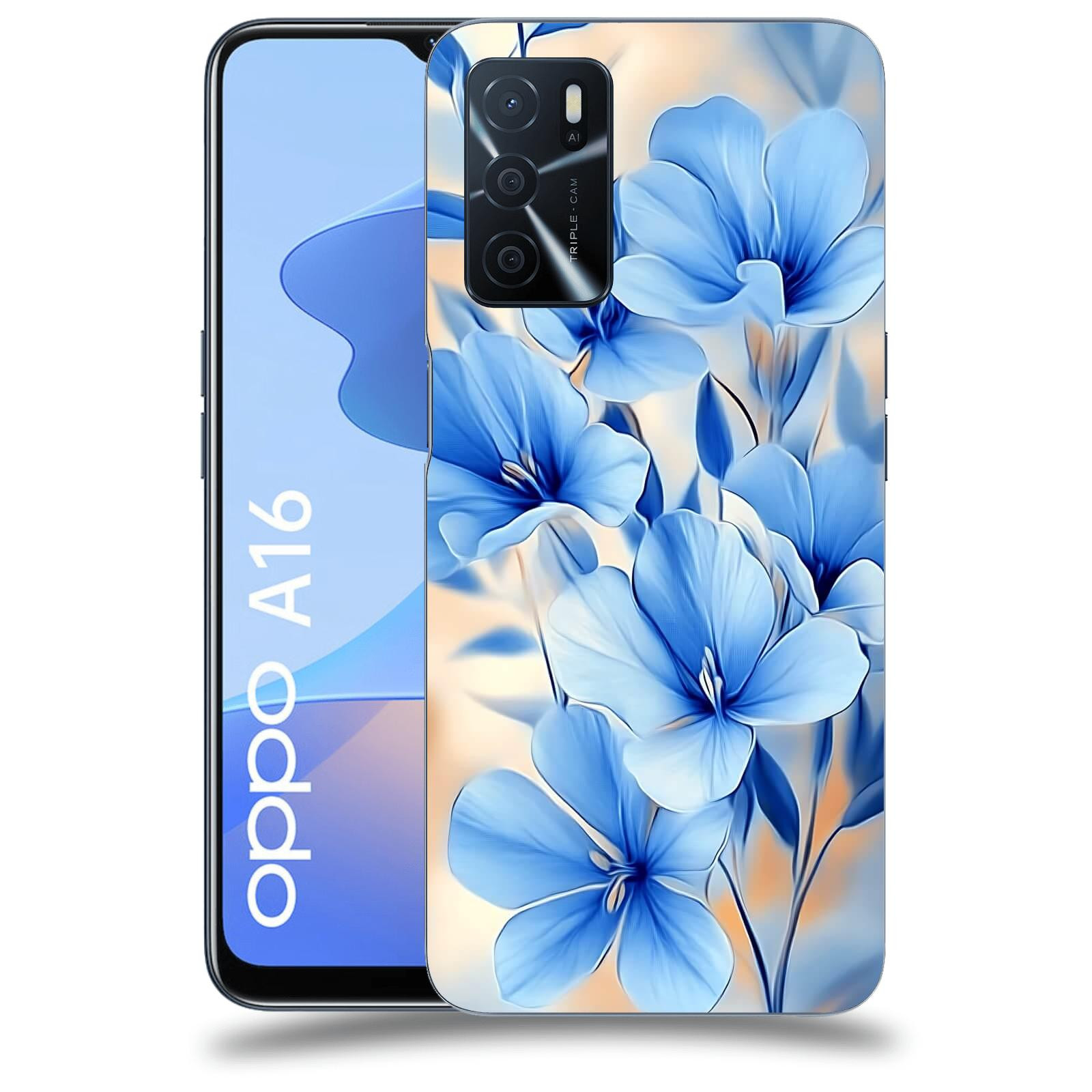 ACOVER Kryt na mobil OPPO A16 - Modré květiny.