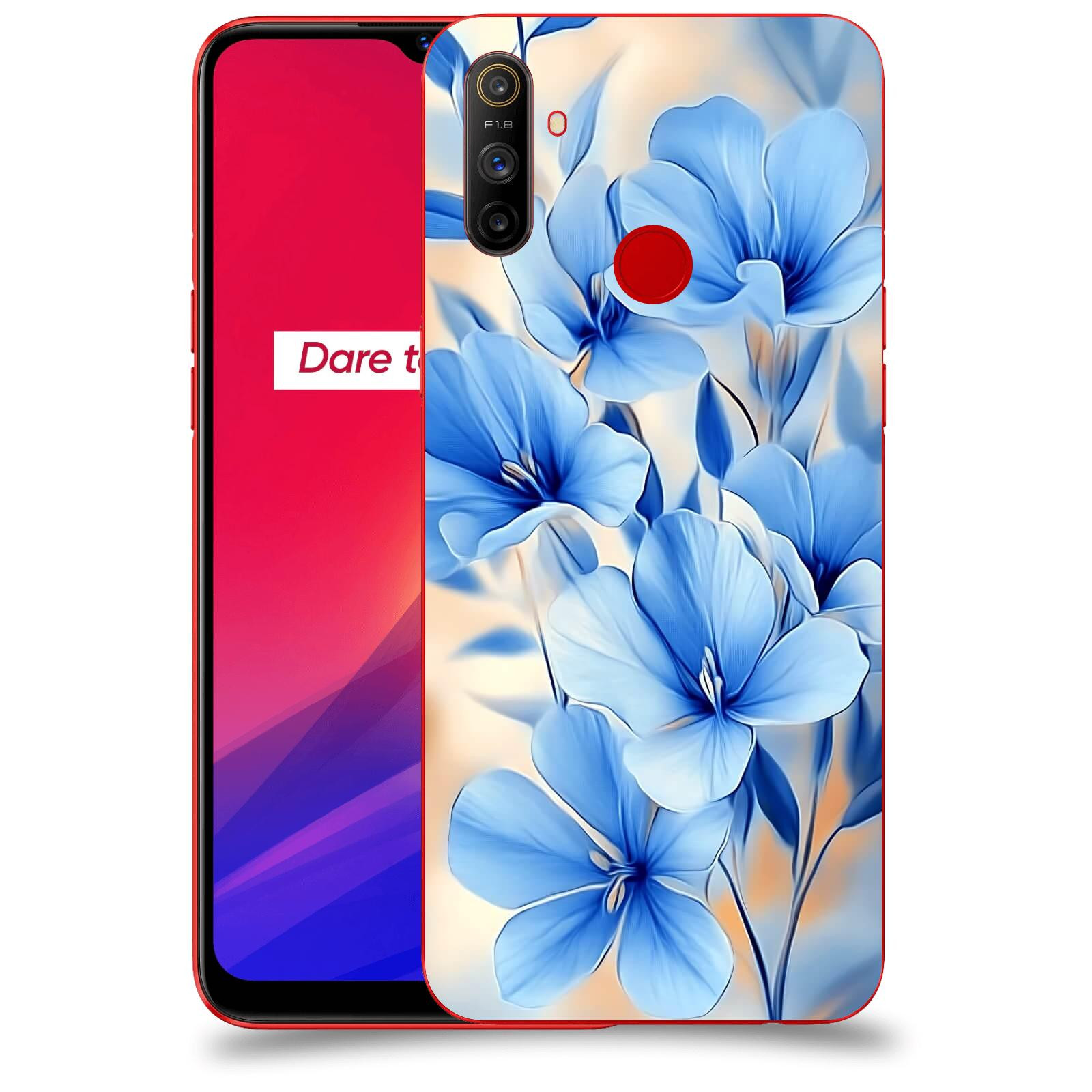 ACOVER Kryt na mobil Realme C3 - Modré květiny.