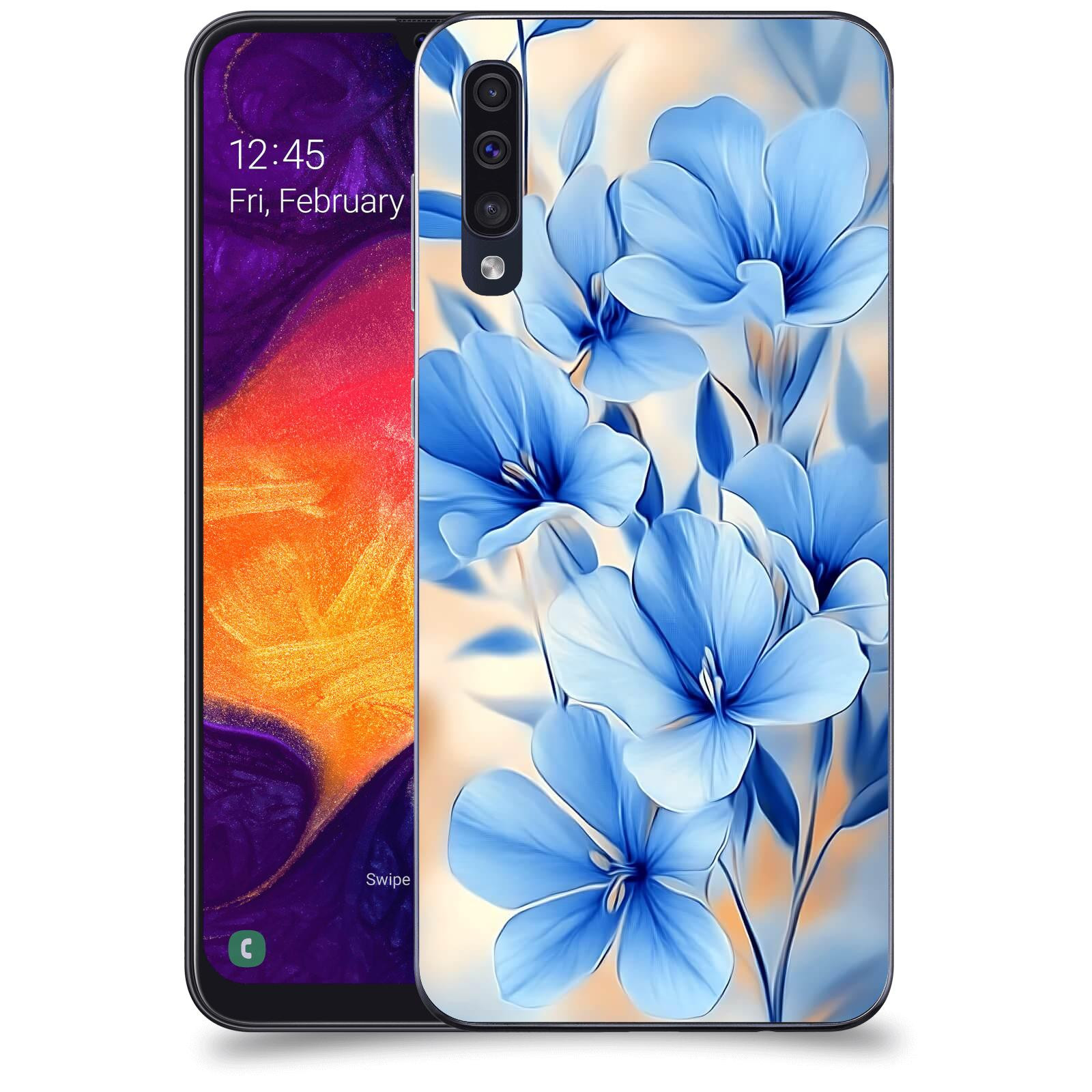 ACOVER Kryt na mobil Samsung Galaxy A50 A505F - Modré květiny.