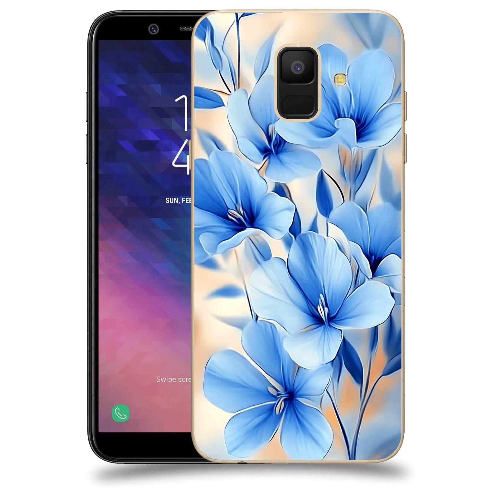ACOVER Kryt na mobil Samsung Galaxy A6 A600F - Modré květiny.