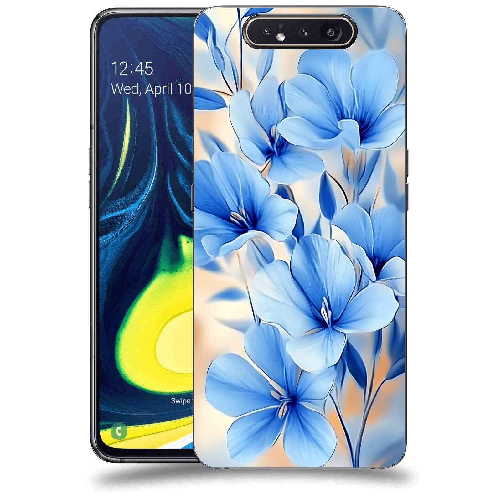 ACOVER Kryt na mobil Samsung Galaxy A80 A805F - Modré květiny.