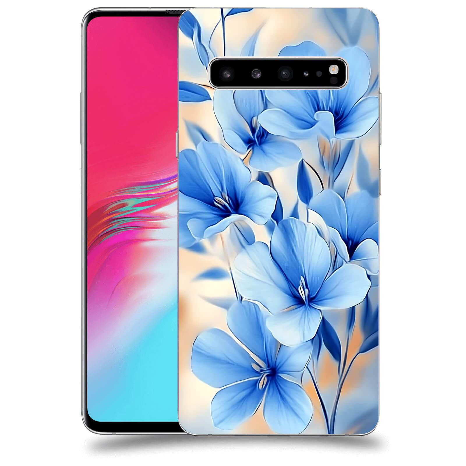 ACOVER Kryt na mobil Samsung Galaxy S10 G973 - Modré květiny.