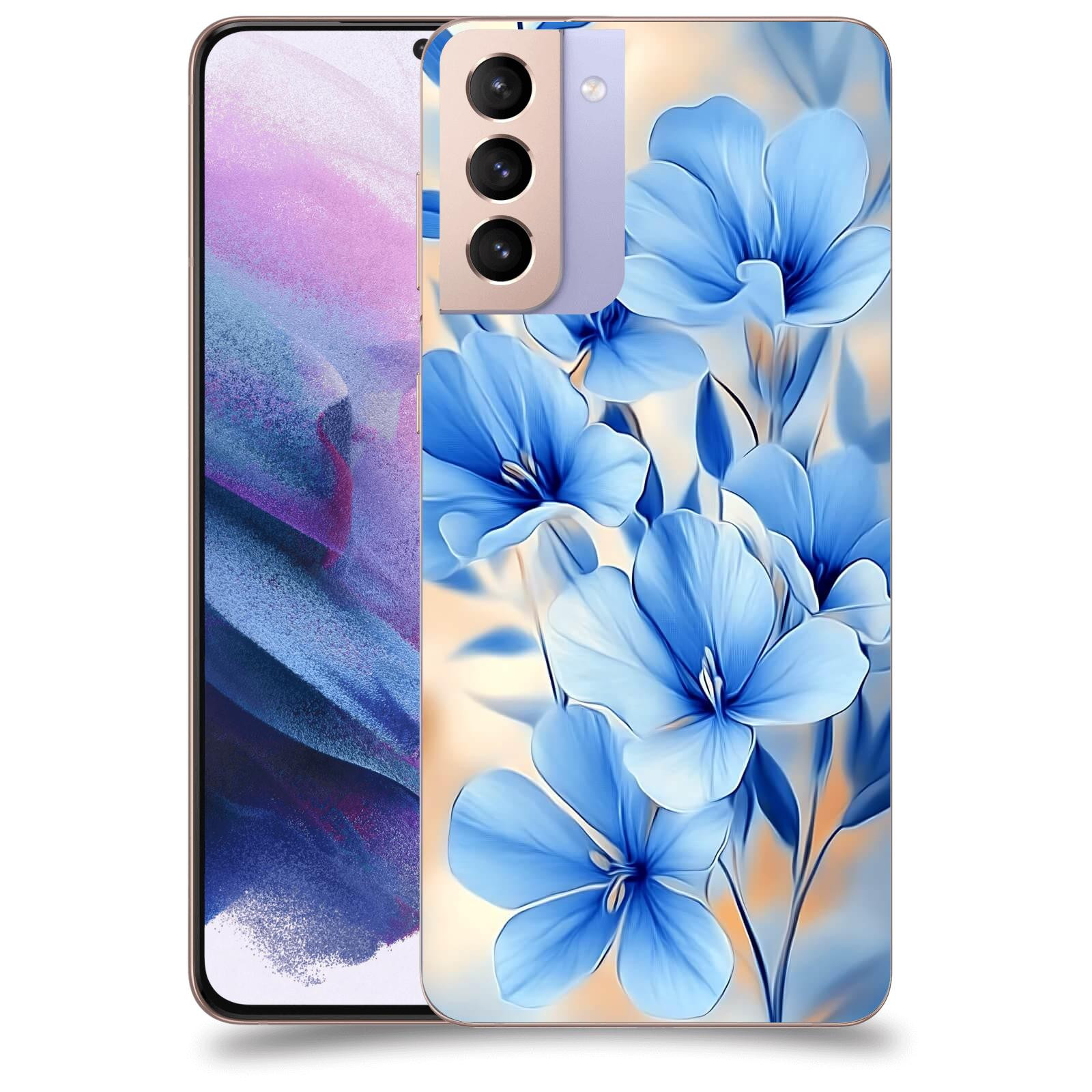 ACOVER Kryt na mobil Samsung Galaxy S21+ G996F - Modré květiny.