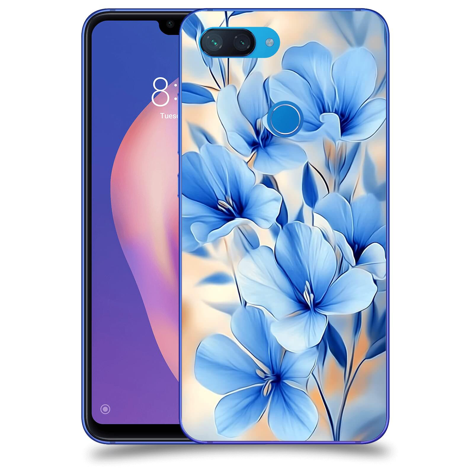 ACOVER Kryt na mobil Xiaomi Mi 8 Lite - Modré květiny.