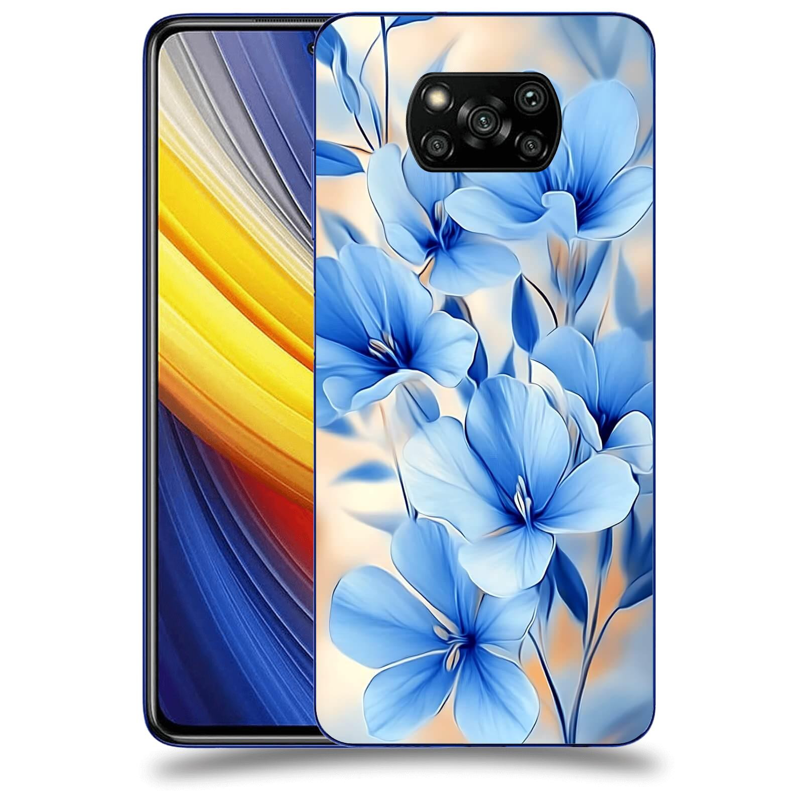 ACOVER Kryt na mobil Xiaomi Poco X3 Pro - Modré květiny.