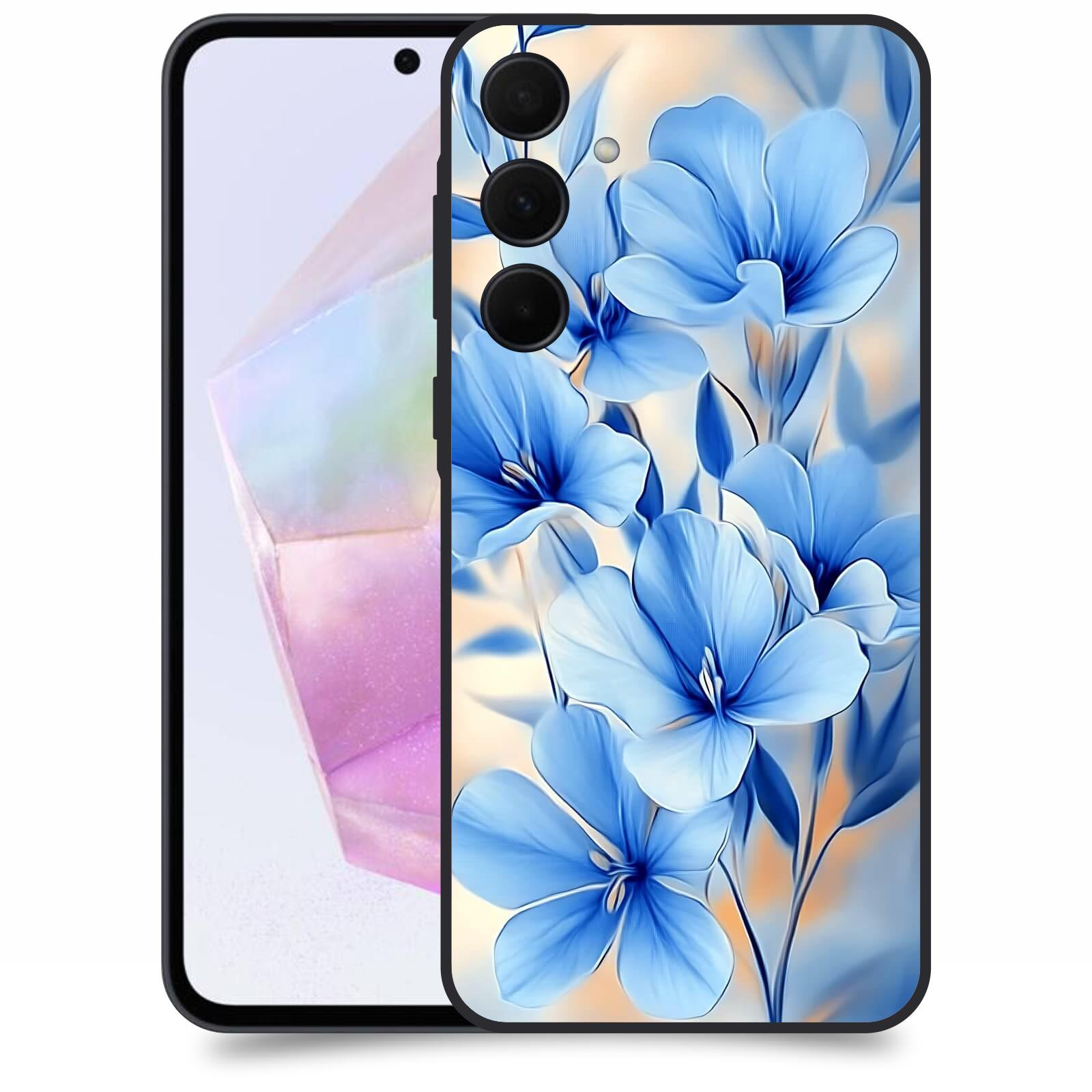 ACOVER Kryt na mobil Samsung Galaxy A35 5G - Modré květiny.