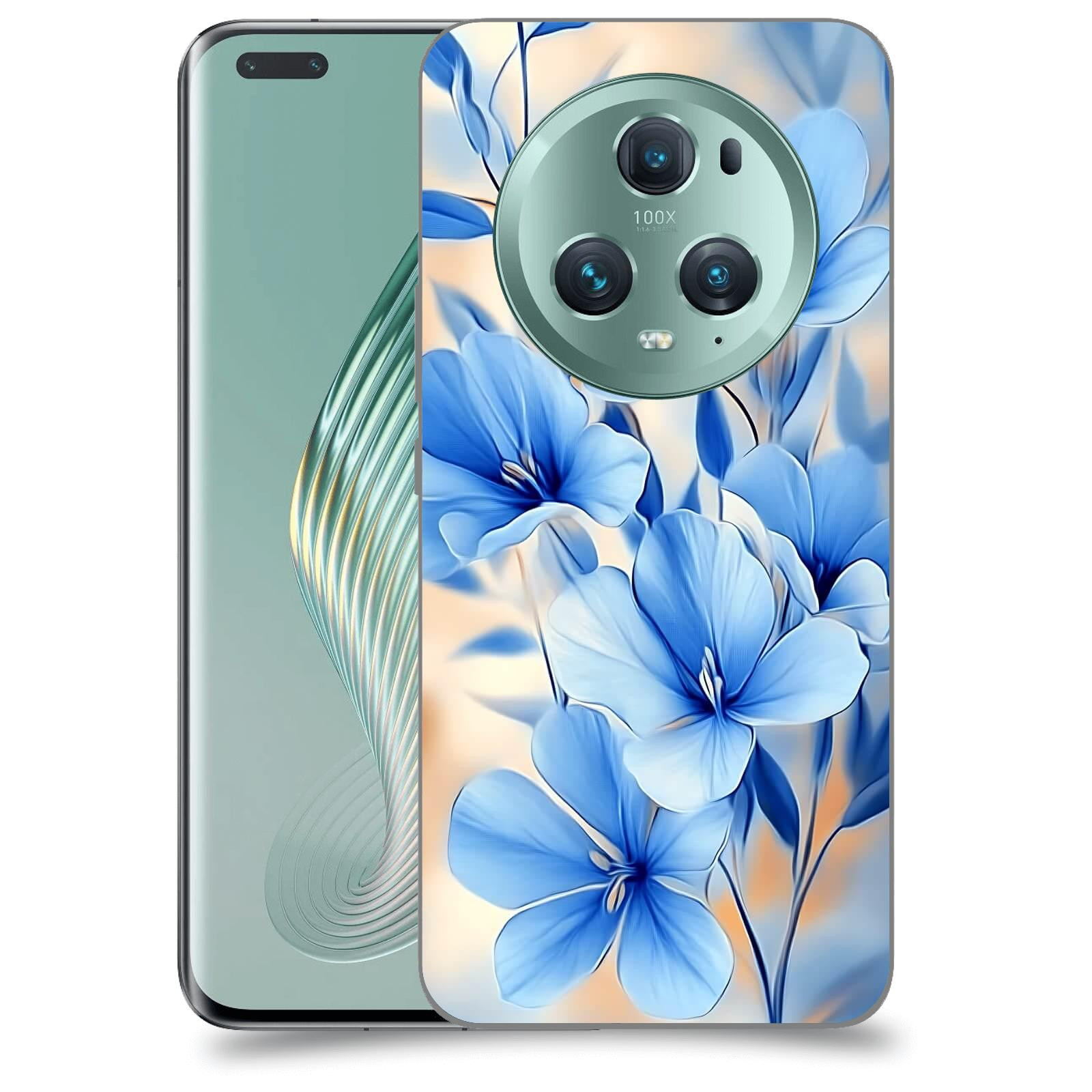 ACOVER Kryt na mobil Honor Magic5 Pro - Modré květiny.