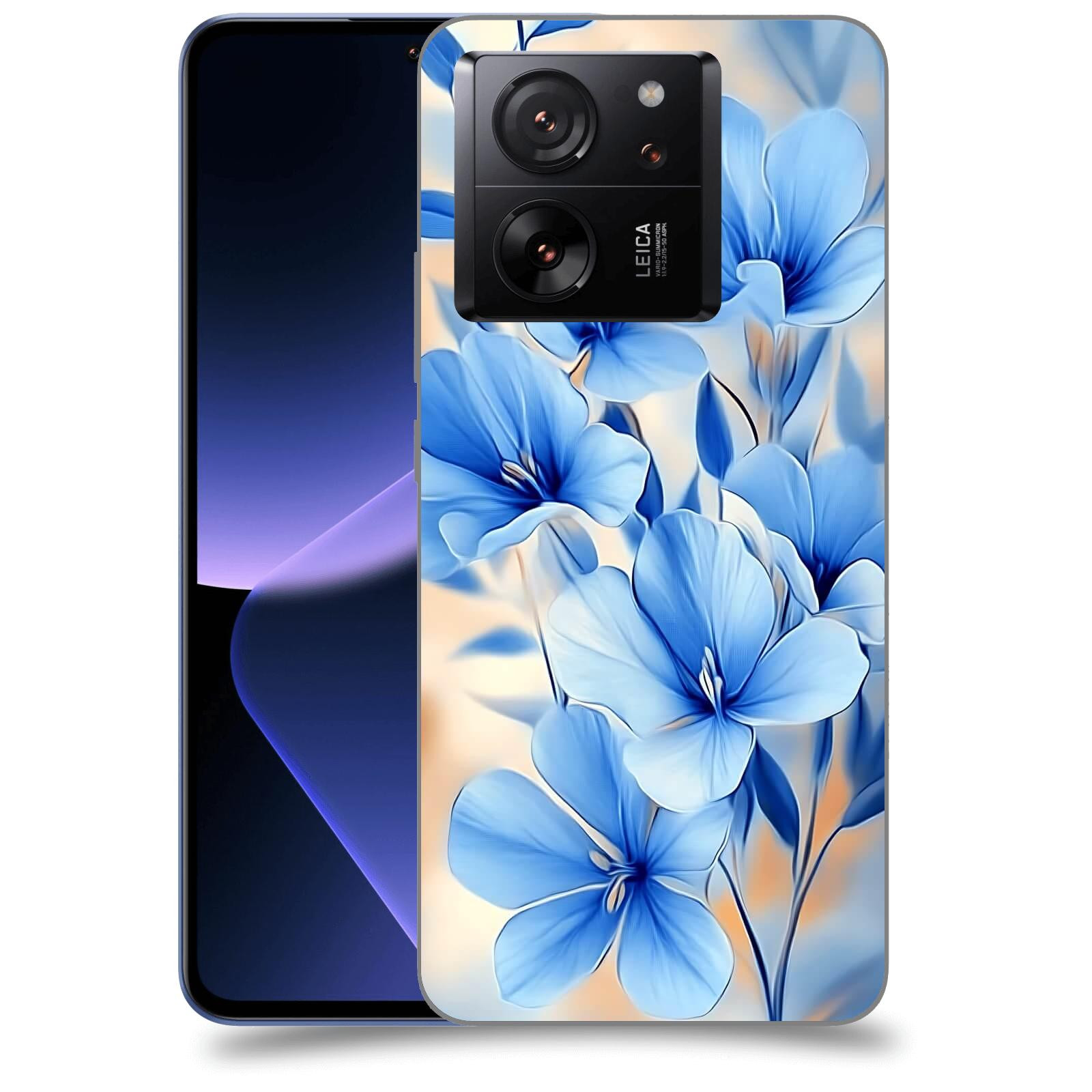 ACOVER Kryt na mobil Xiaomi 13T - Modré květiny.