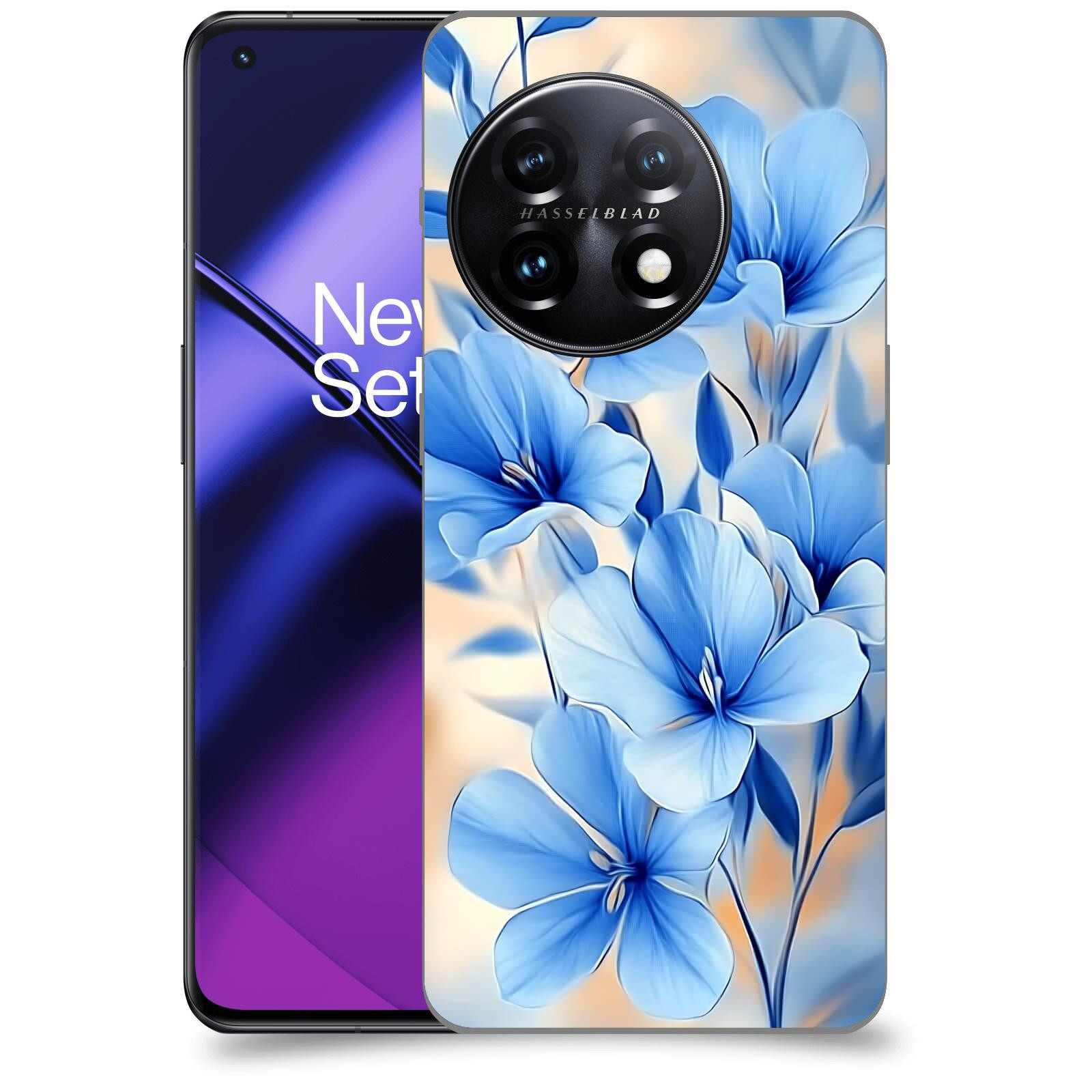 ACOVER Kryt na mobil OnePlus 11 5G - Modré květiny.
