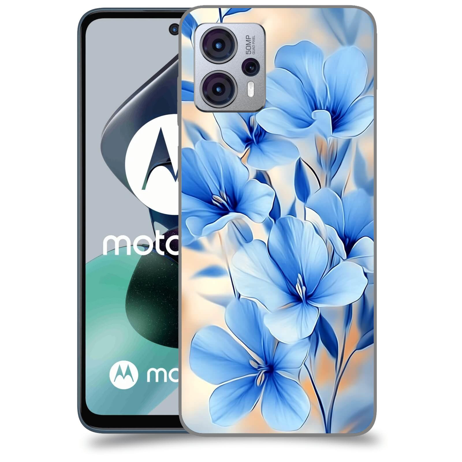 ACOVER Kryt na mobil Motorola Moto G23 - Modré květiny.