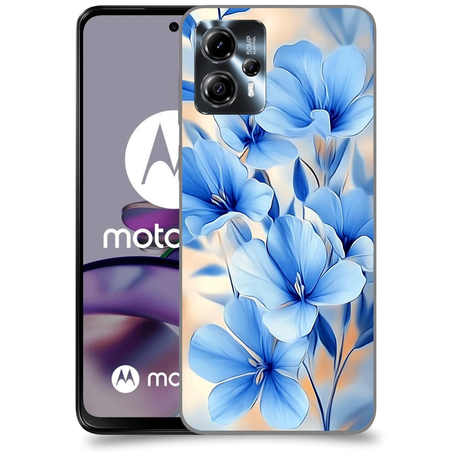 ACOVER Kryt na mobil Motorola Moto G13 - Modré květiny.
