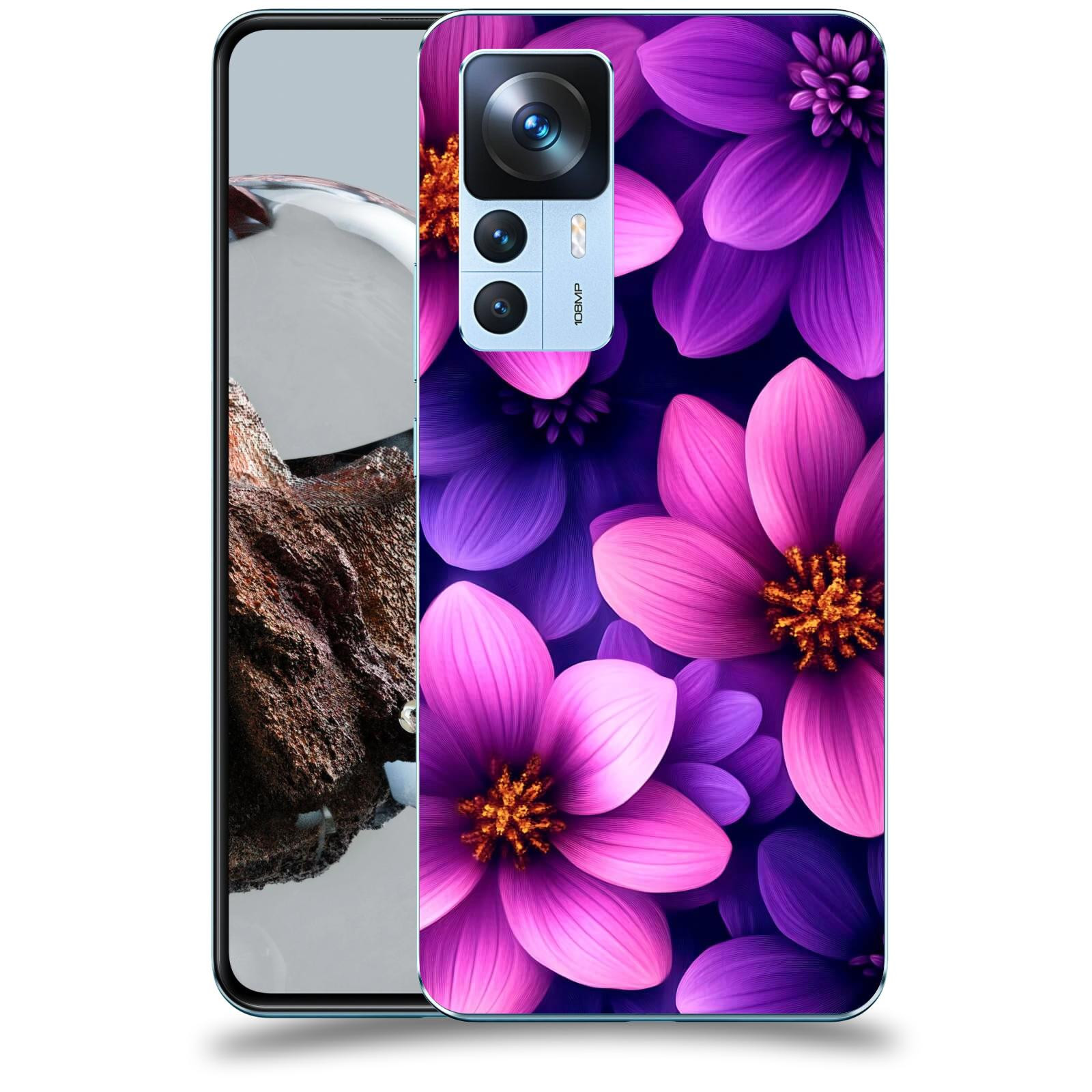ACOVER Kryt na mobil Xiaomi 12T - Fialové květiny