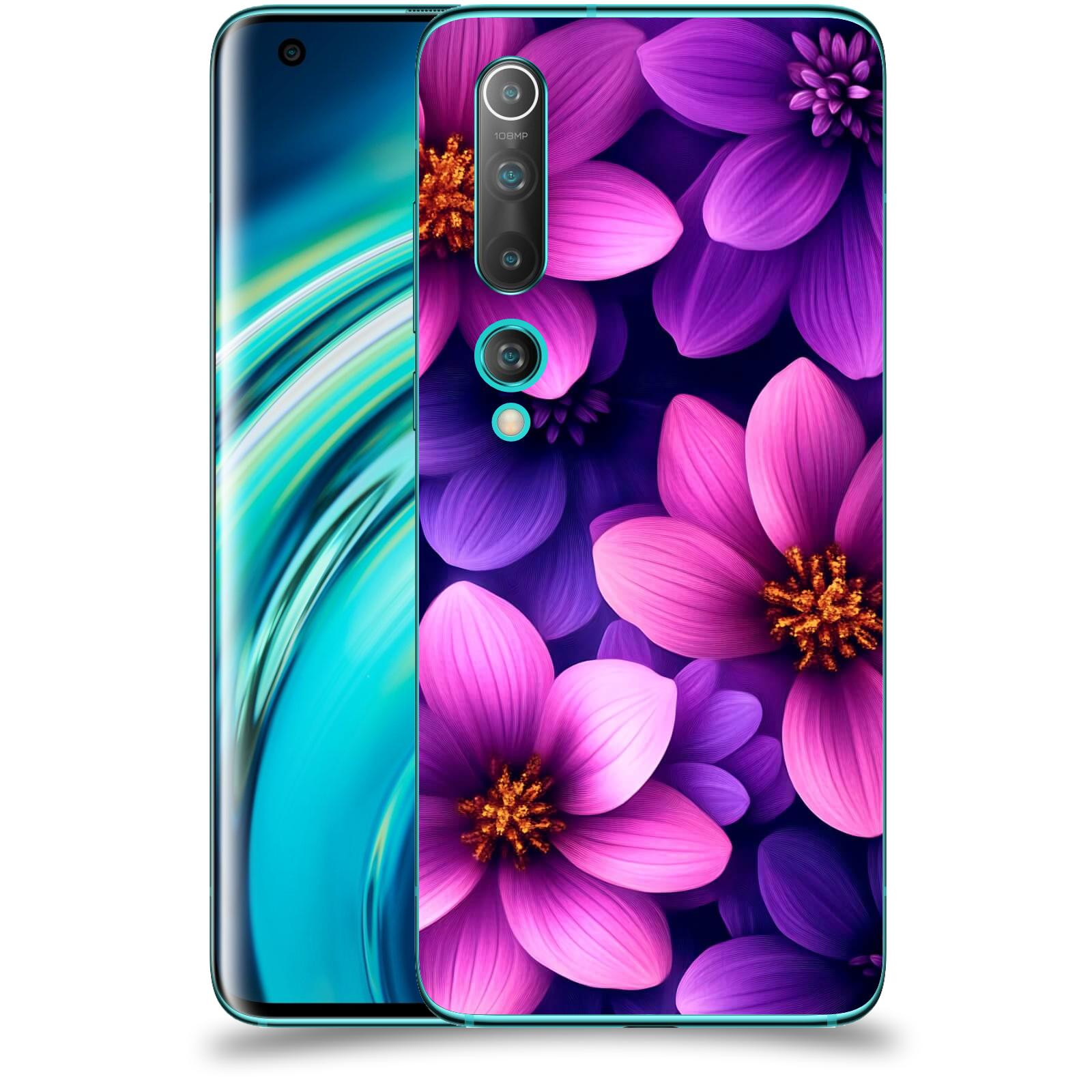 ACOVER Kryt na mobil Xiaomi Mi 10 - Fialové květiny