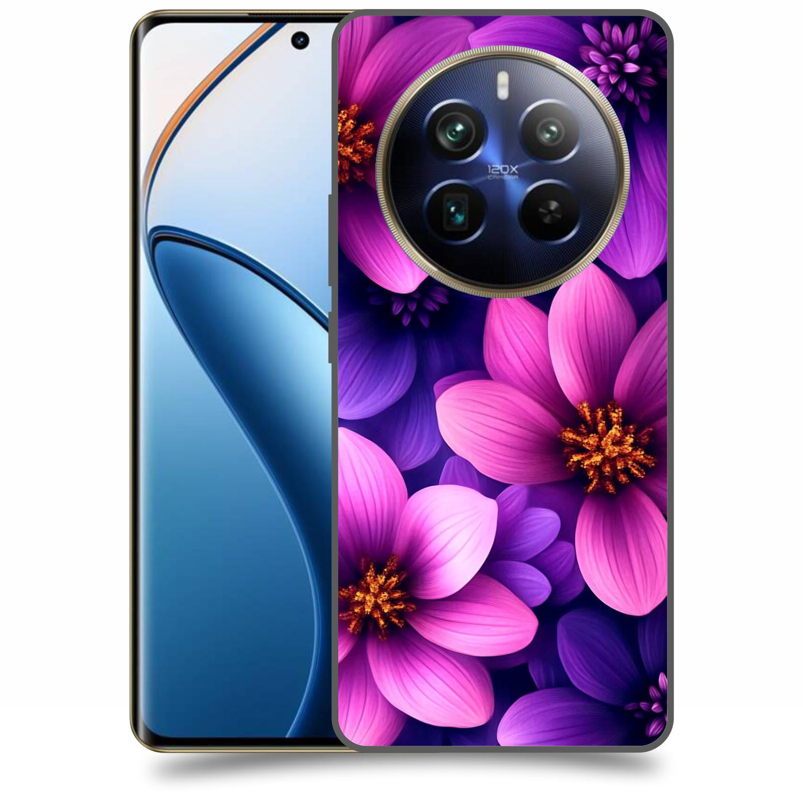 ACOVER Kryt na mobil Realme 12 pro+ 5g - Fialové květiny