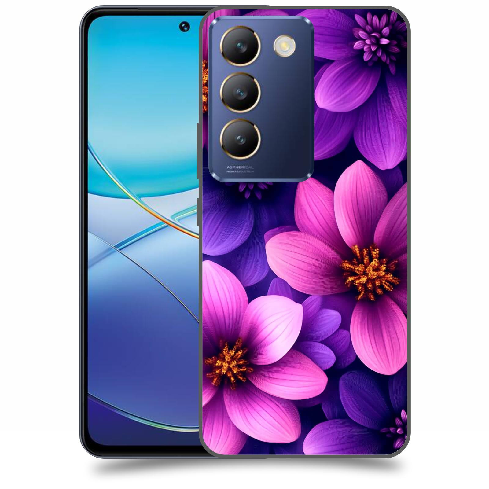 ACOVER Kryt na mobil Vivo V40SE - Fialové květiny