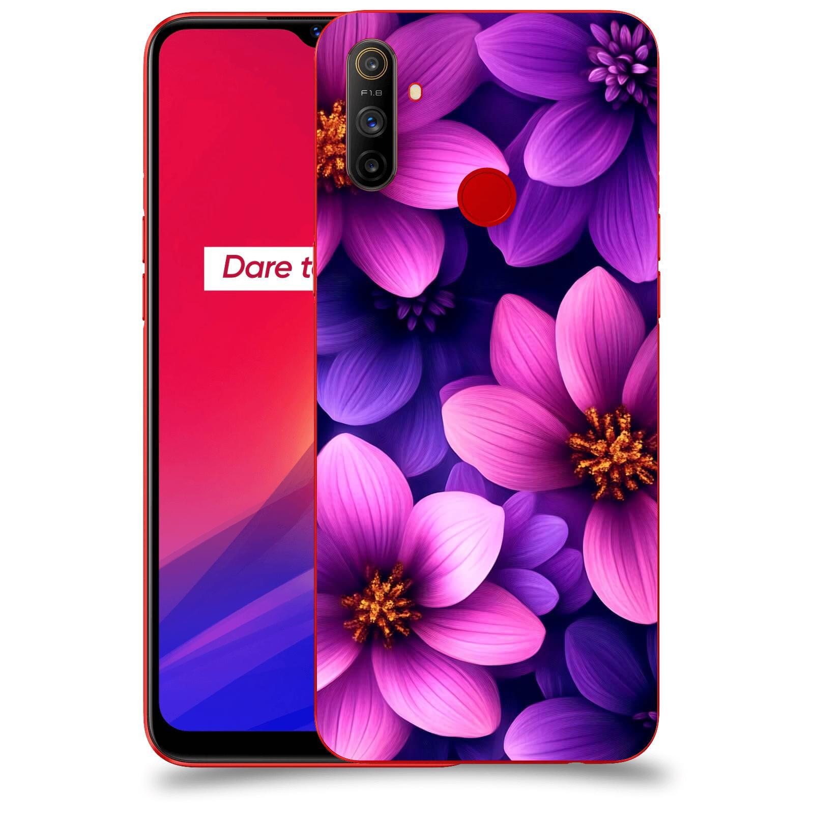 ACOVER Kryt na mobil Realme C3 - Fialové květiny