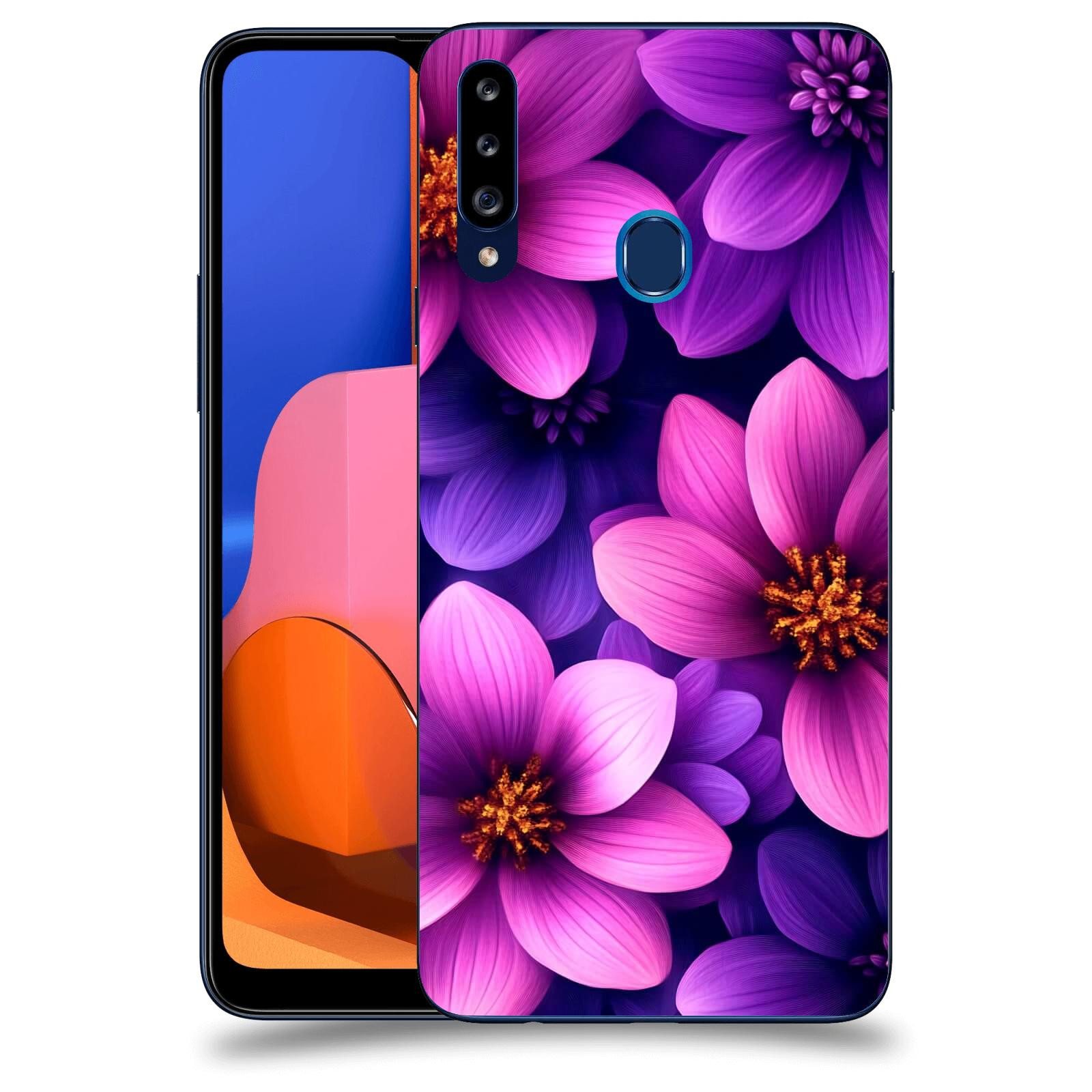ACOVER Kryt na mobil Samsung Galaxy A20s - Fialové květiny