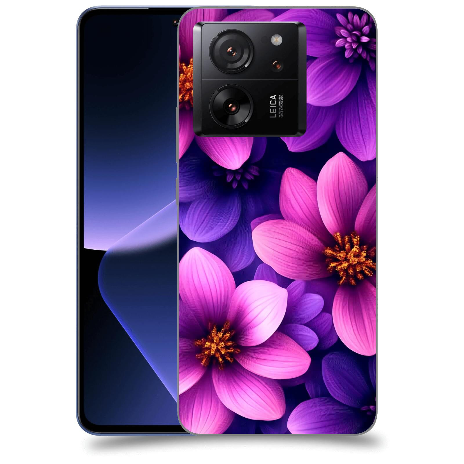 ACOVER Kryt na mobil Xiaomi 13T - Fialové květiny
