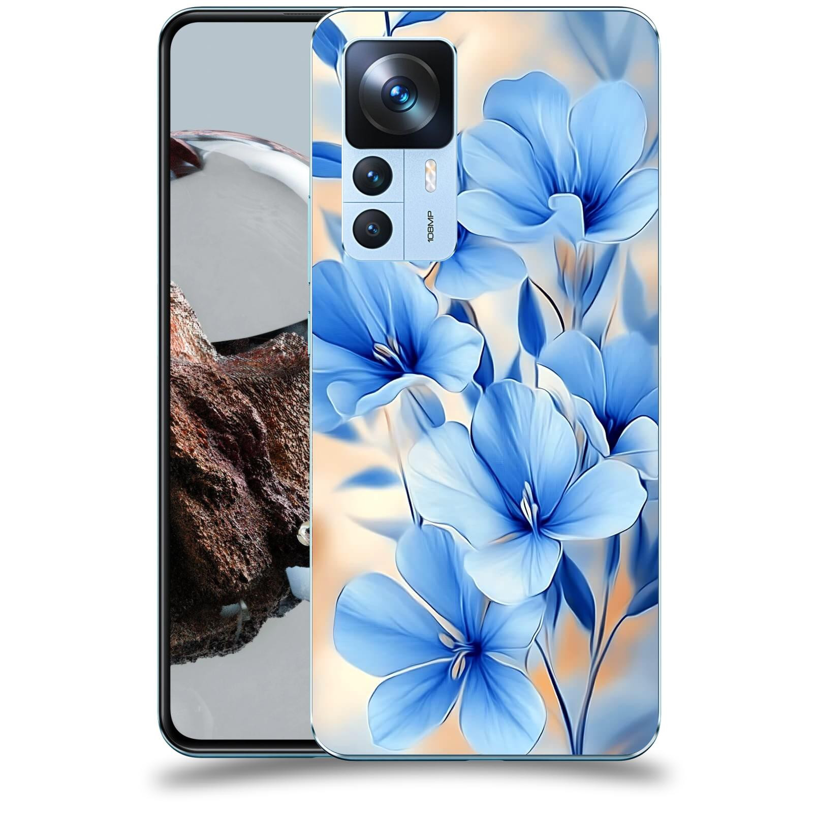 ACOVER Kryt na mobil Xiaomi 12T - Modré květiny.