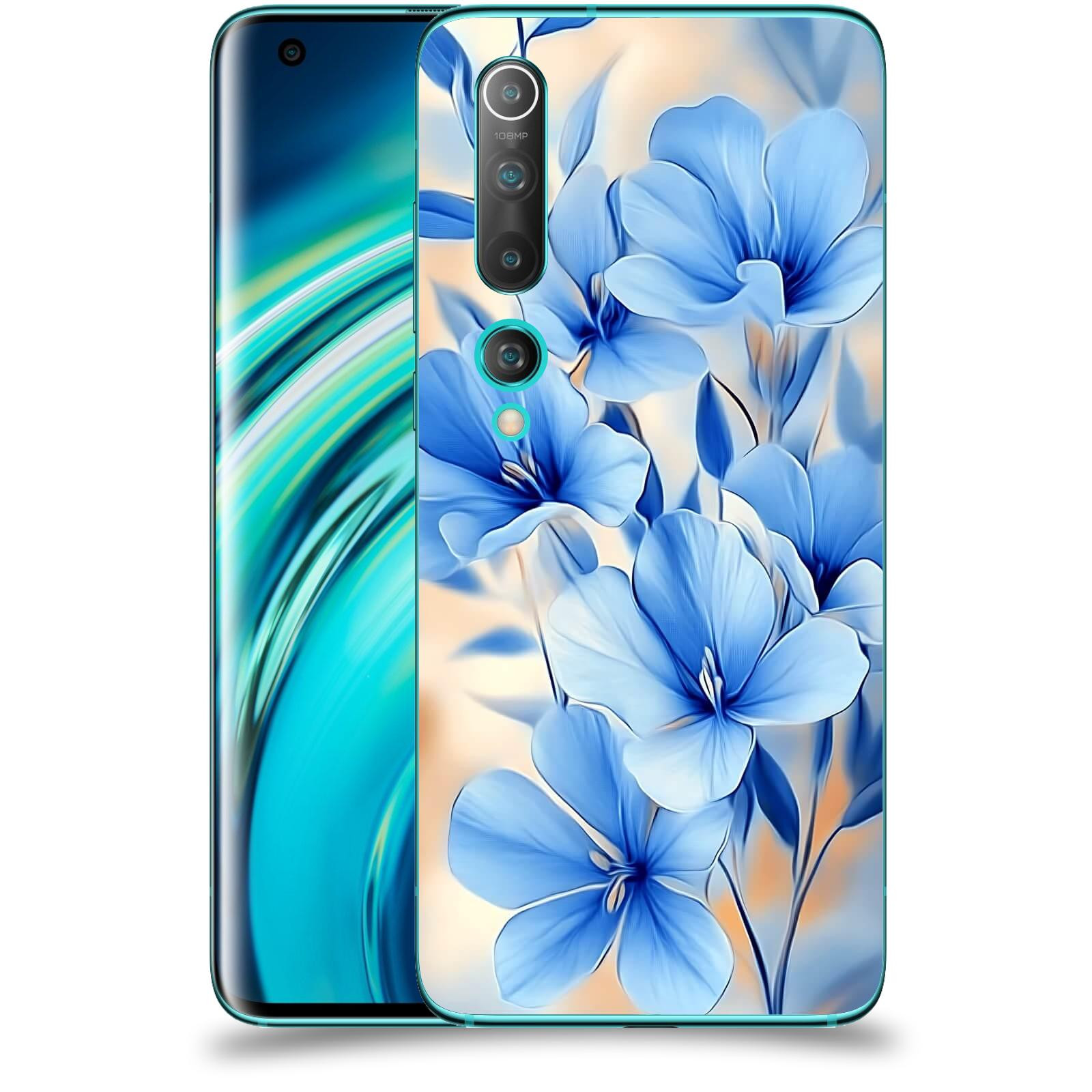 ACOVER Kryt na mobil Xiaomi Mi 10 - Modré květiny.