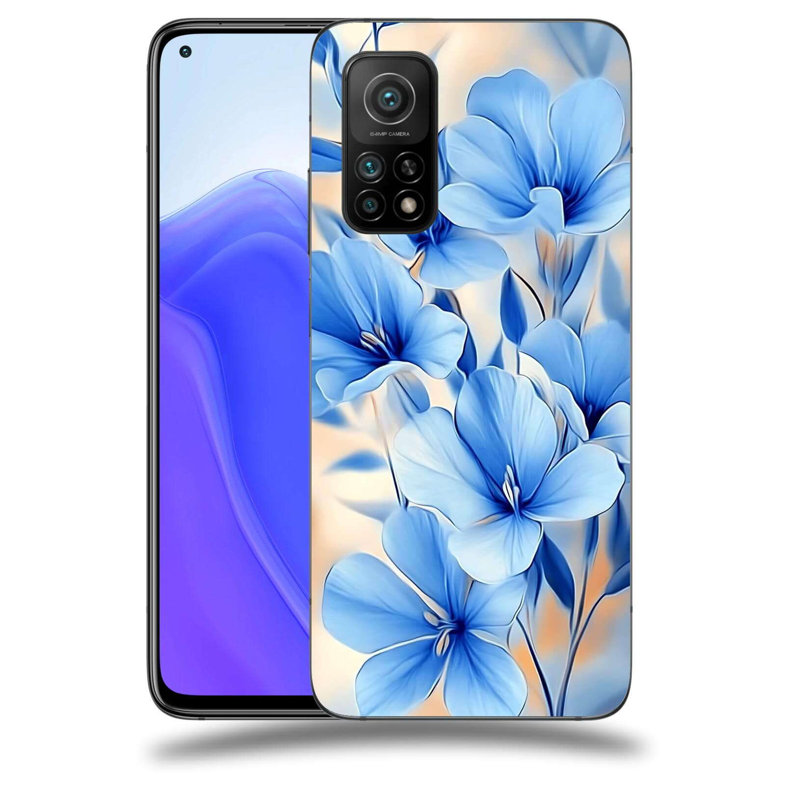 ACOVER Kryt na mobil Xiaomi Mi 10T - Modré květiny.